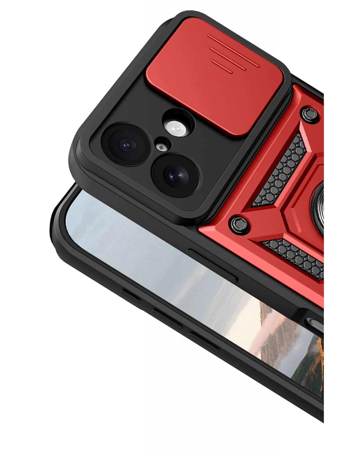 Newface Apple iPhone 17 Pars Lens Yüzüklü Silikon - Kırmızı