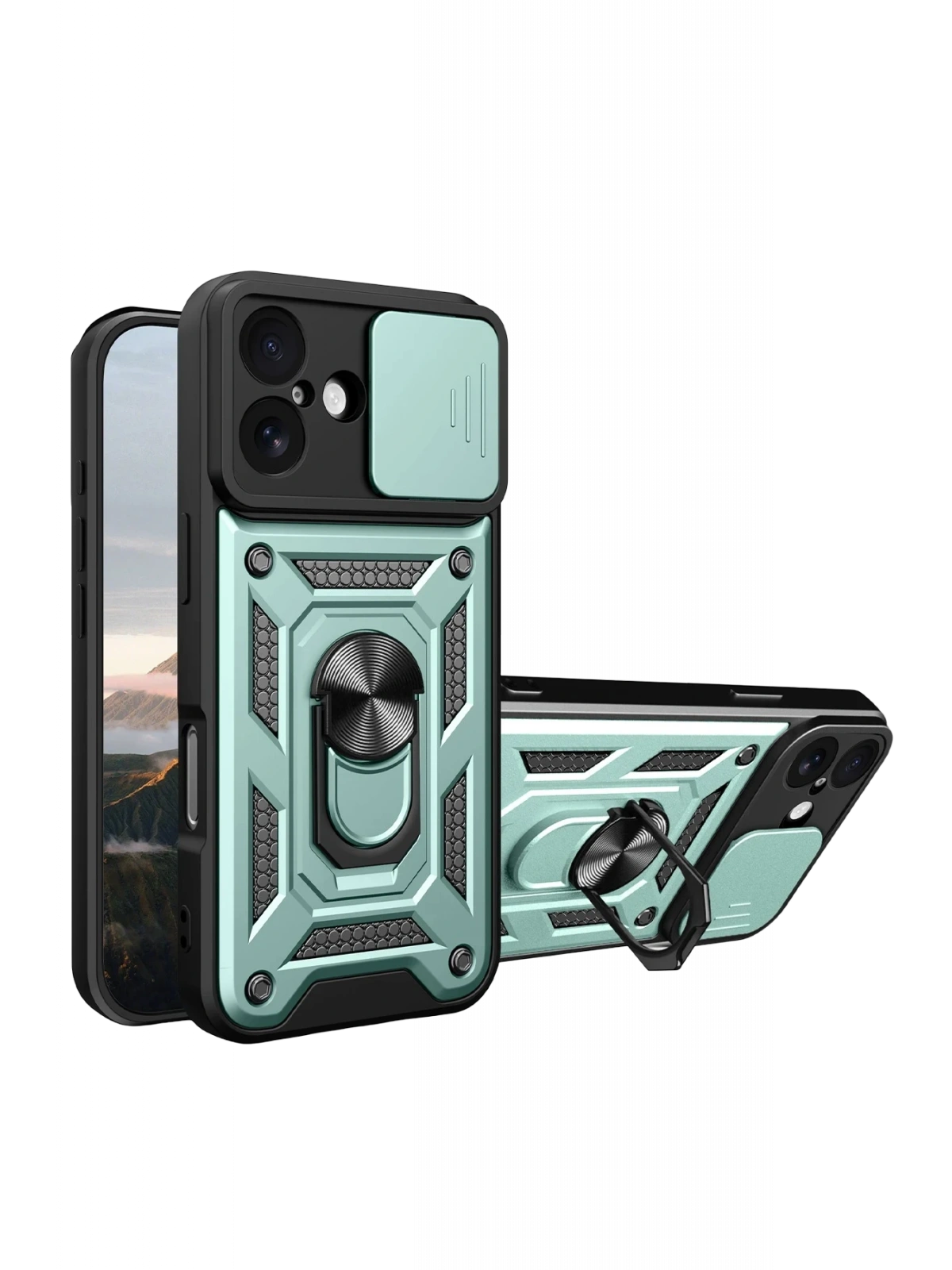Newface Apple iPhone 17 Pars Lens Yüzüklü Silikon - Yeşil