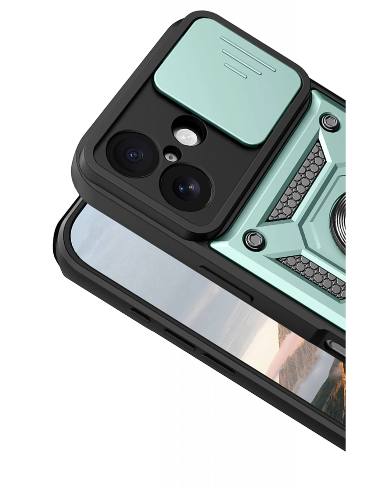 Newface Apple iPhone 17 Pars Lens Yüzüklü Silikon - Yeşil