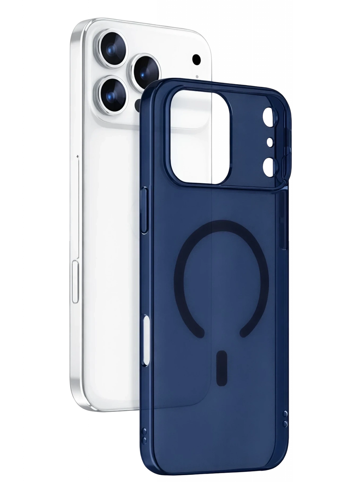 Newface Apple iPhone 17 Pro Combo Sert Şeffaf Magsafe Kapak - Mavi