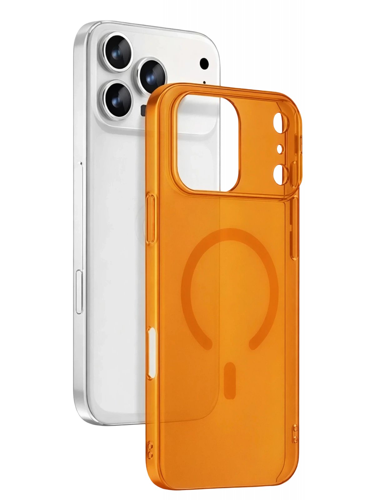 Newface Apple iPhone 17 Pro Combo Sert Şeffaf Magsafe Kapak - Turuncu