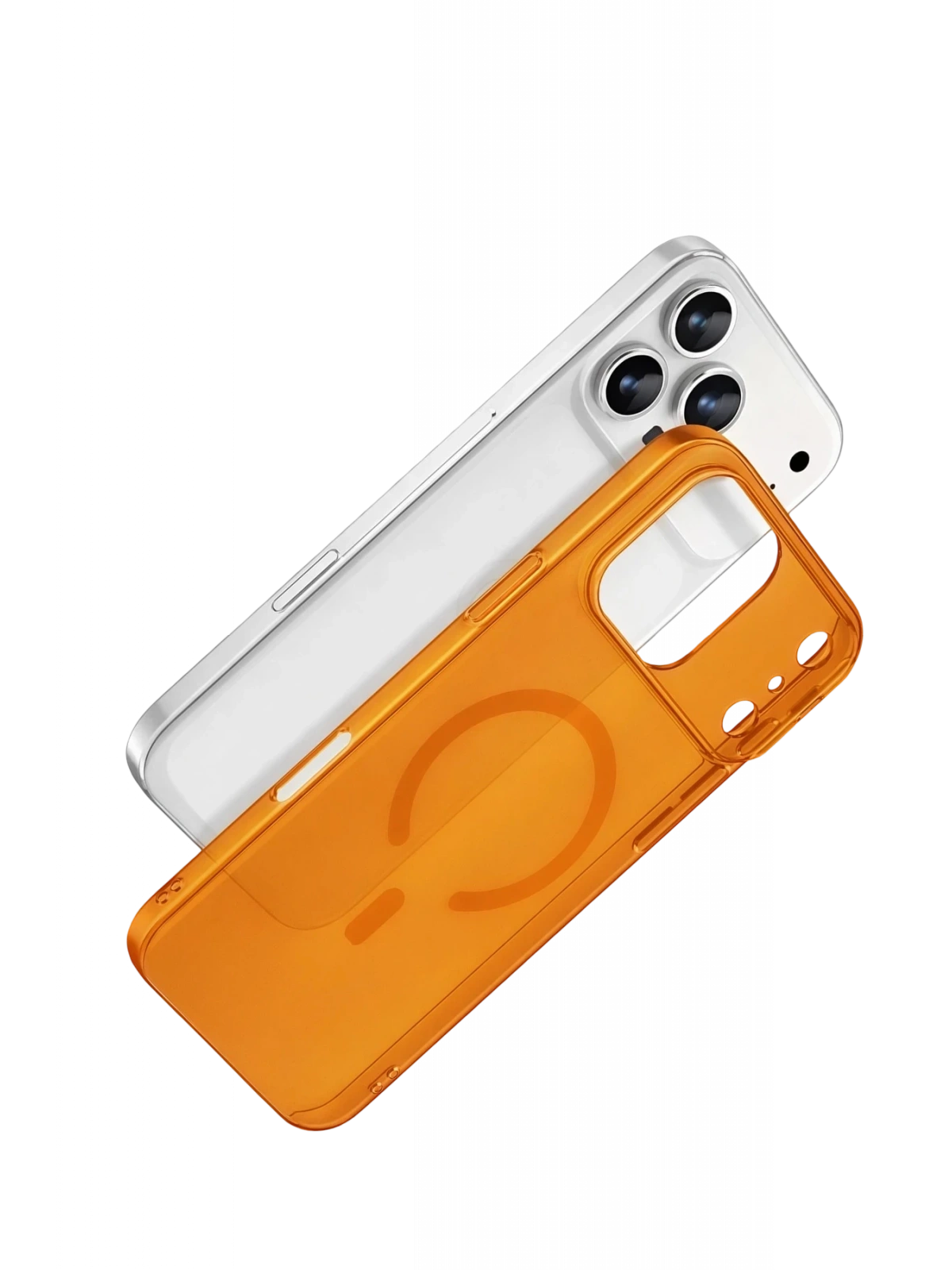 Newface Apple iPhone 17 Pro Combo Sert Şeffaf Magsafe Kapak - Turuncu