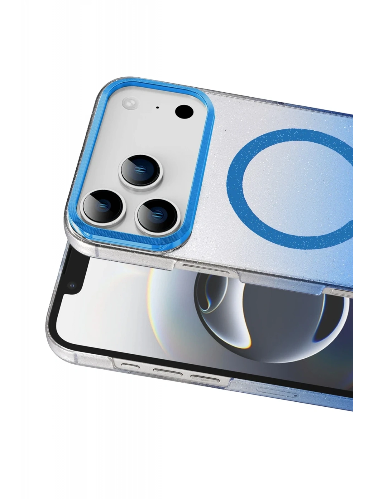 Newface Apple iPhone 17 Pro Glossy Magsafe Kapak - Mavi
