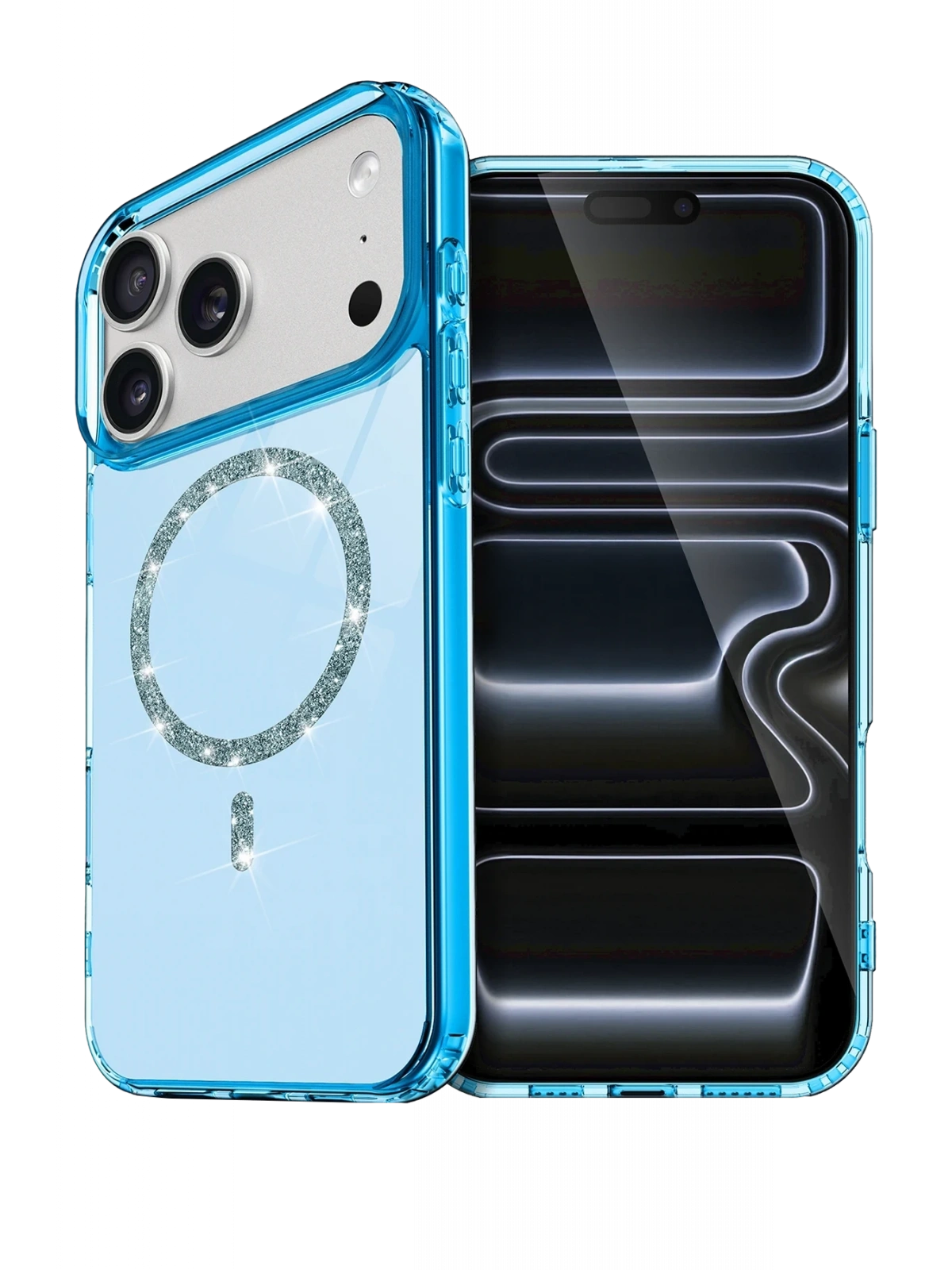 Newface Apple iPhone 17 Pro Live Diamond Magsafe Kapak - Mavi
