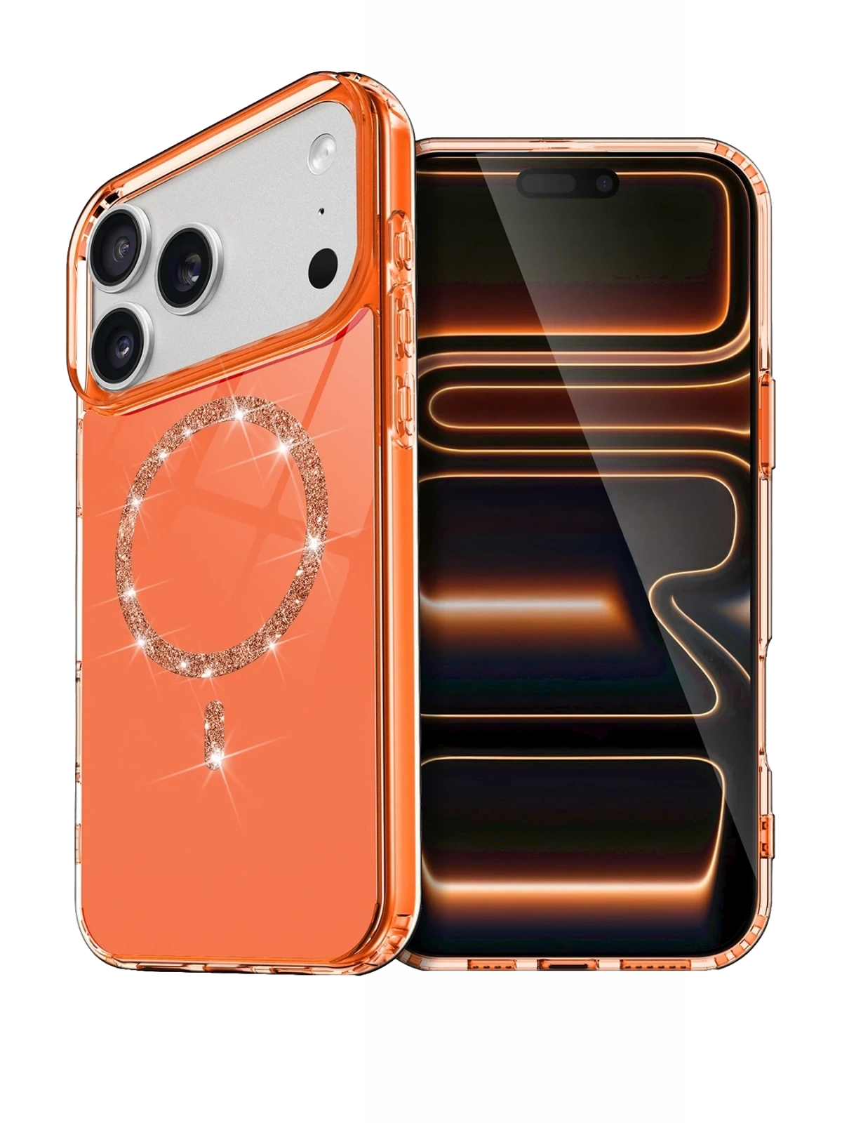 Newface Apple iPhone 17 Pro Live Diamond Magsafe Kapak - Turuncu