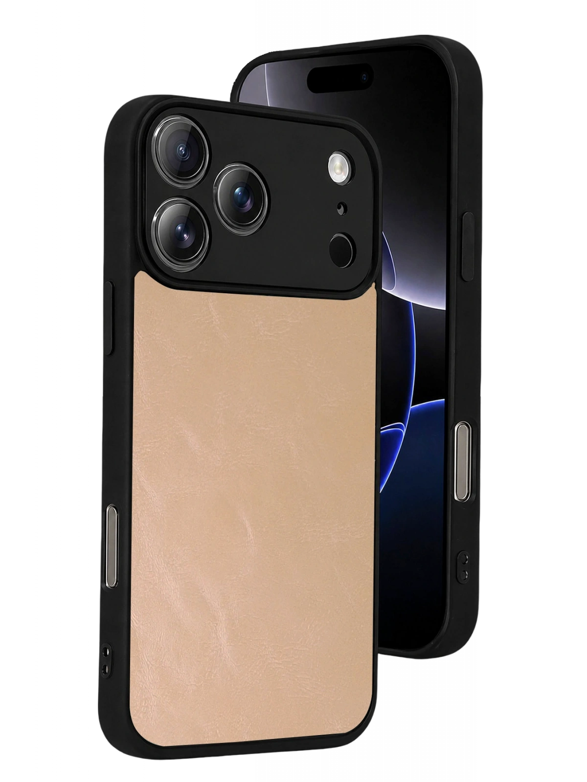 Newface Apple iPhone 17 Pro Max Aras Deri Kapak - Pudra