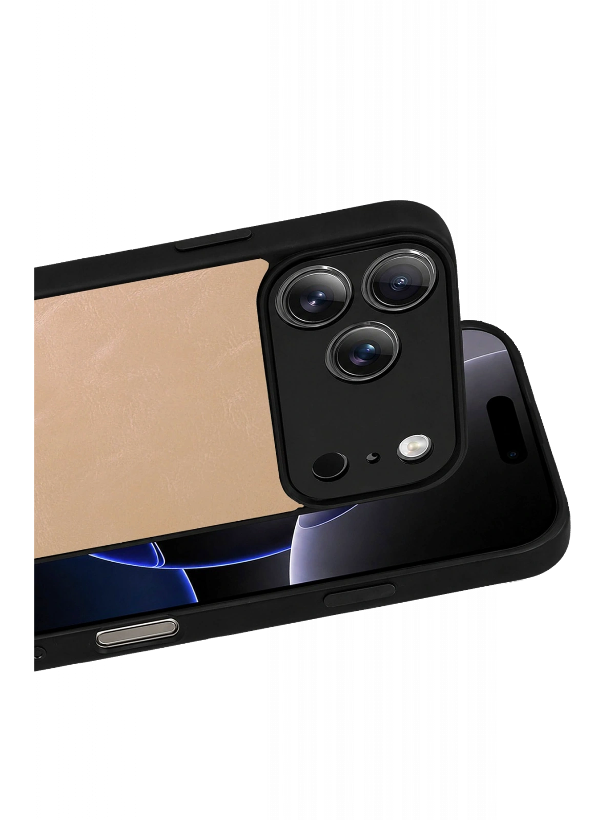 Newface Apple iPhone 17 Pro Max Aras Deri Kapak - Pudra