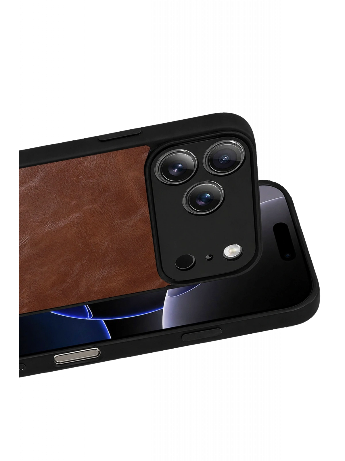 Newface Apple iPhone 17 Pro Max Aras Deri Kapak - Taba