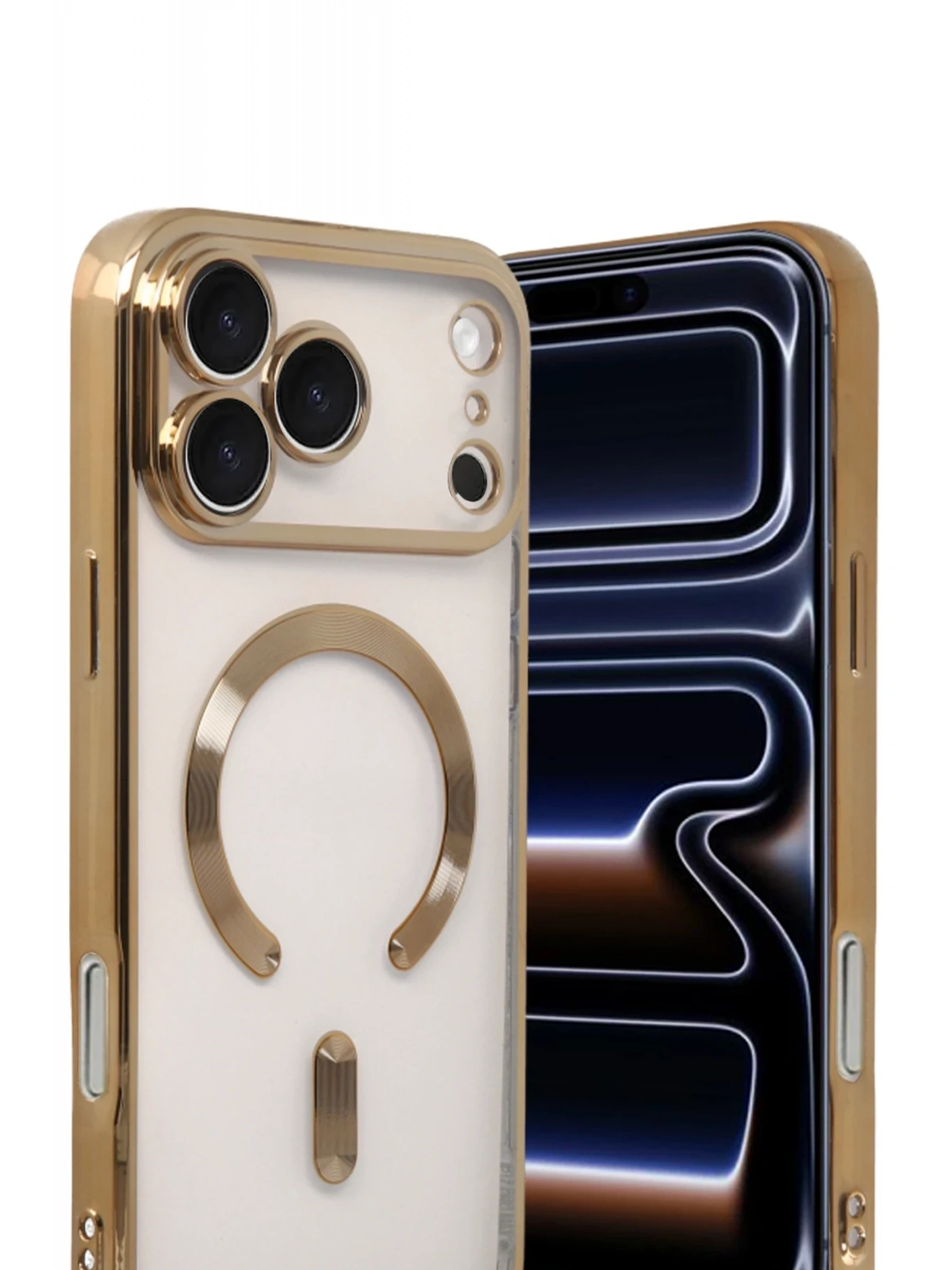 Newface Apple iPhone 17 Pro Max Kross Magneticsafe Kapak - Gold