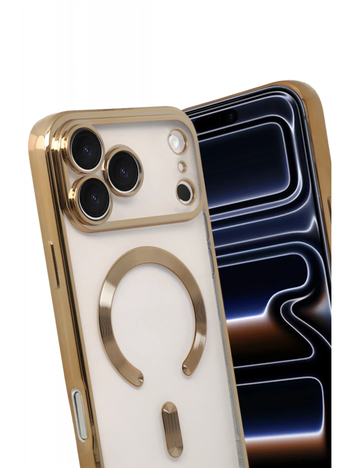 Newface Apple iPhone 17 Pro Max Kross Magneticsafe Kapak - Gold