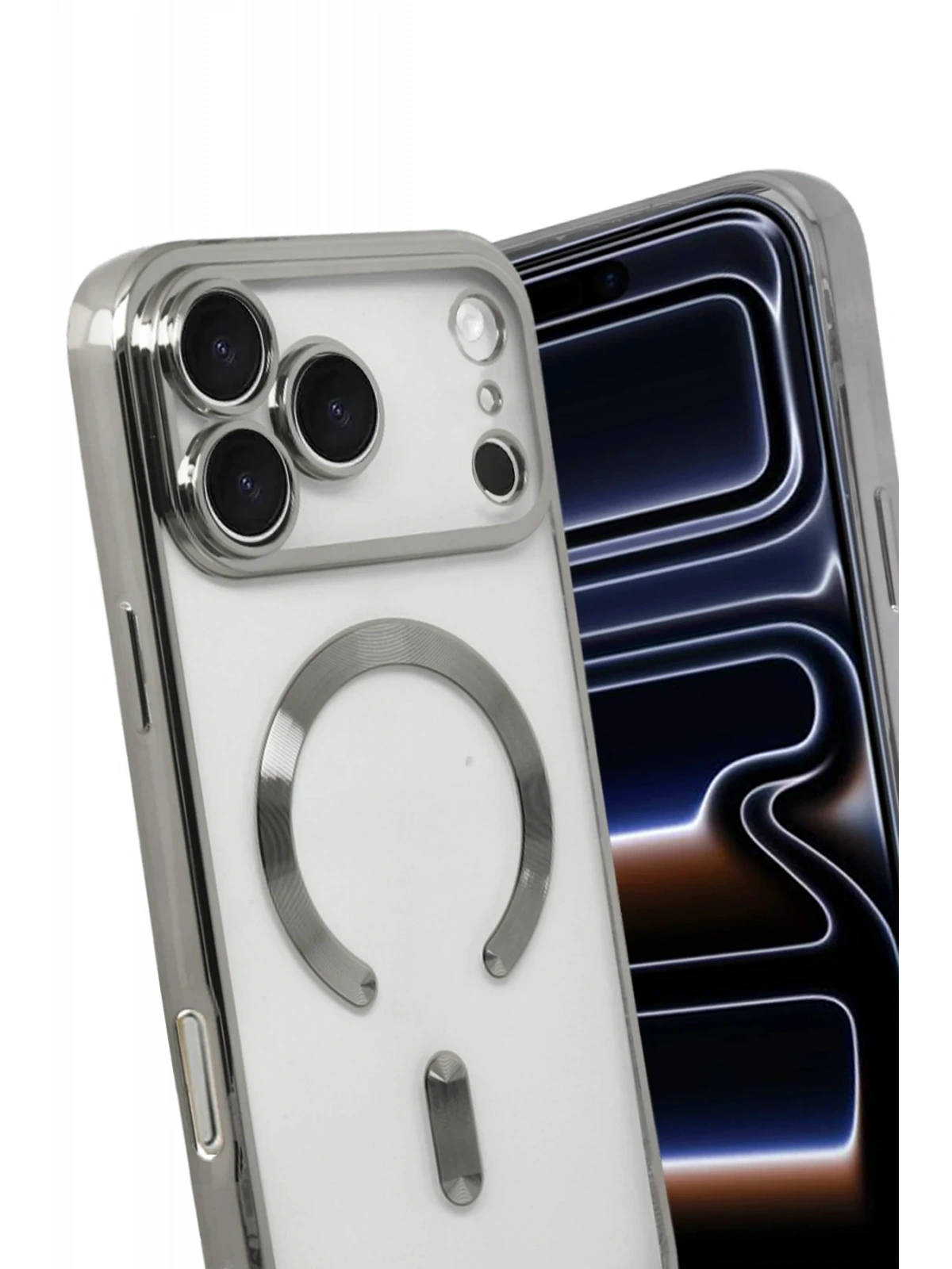 Newface Apple iPhone 17 Pro Max Kross Magneticsafe Kapak - Gümüş