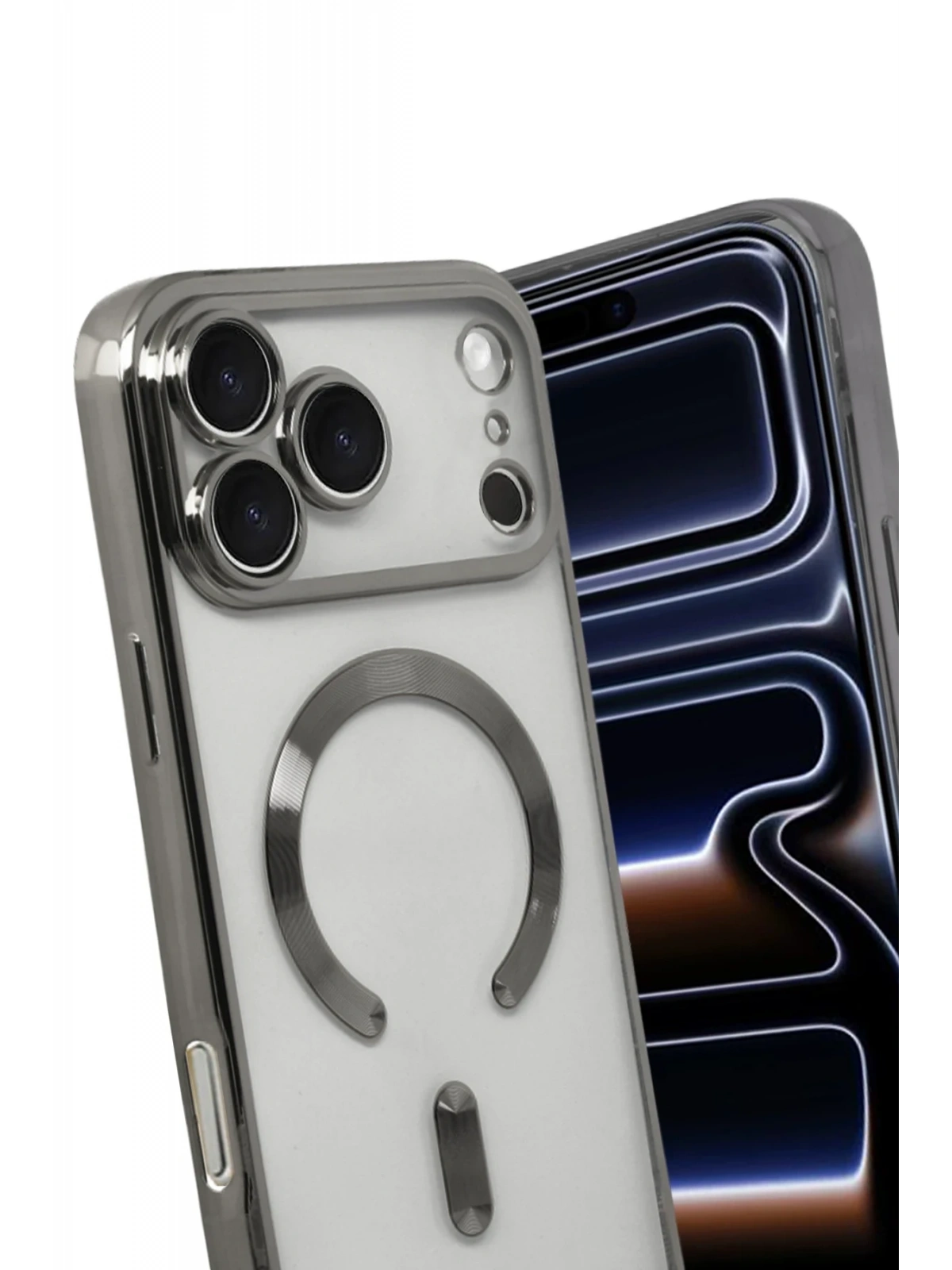 Newface Apple iPhone 17 Pro Max Kross Magneticsafe Kapak - Titan Gri