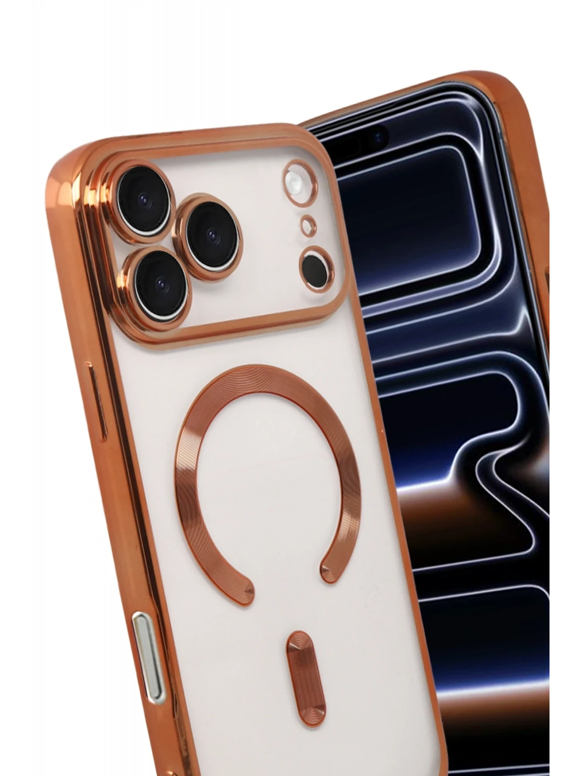 Newface Apple iPhone 17 Pro Max Kross Magneticsafe Kapak - Turuncu