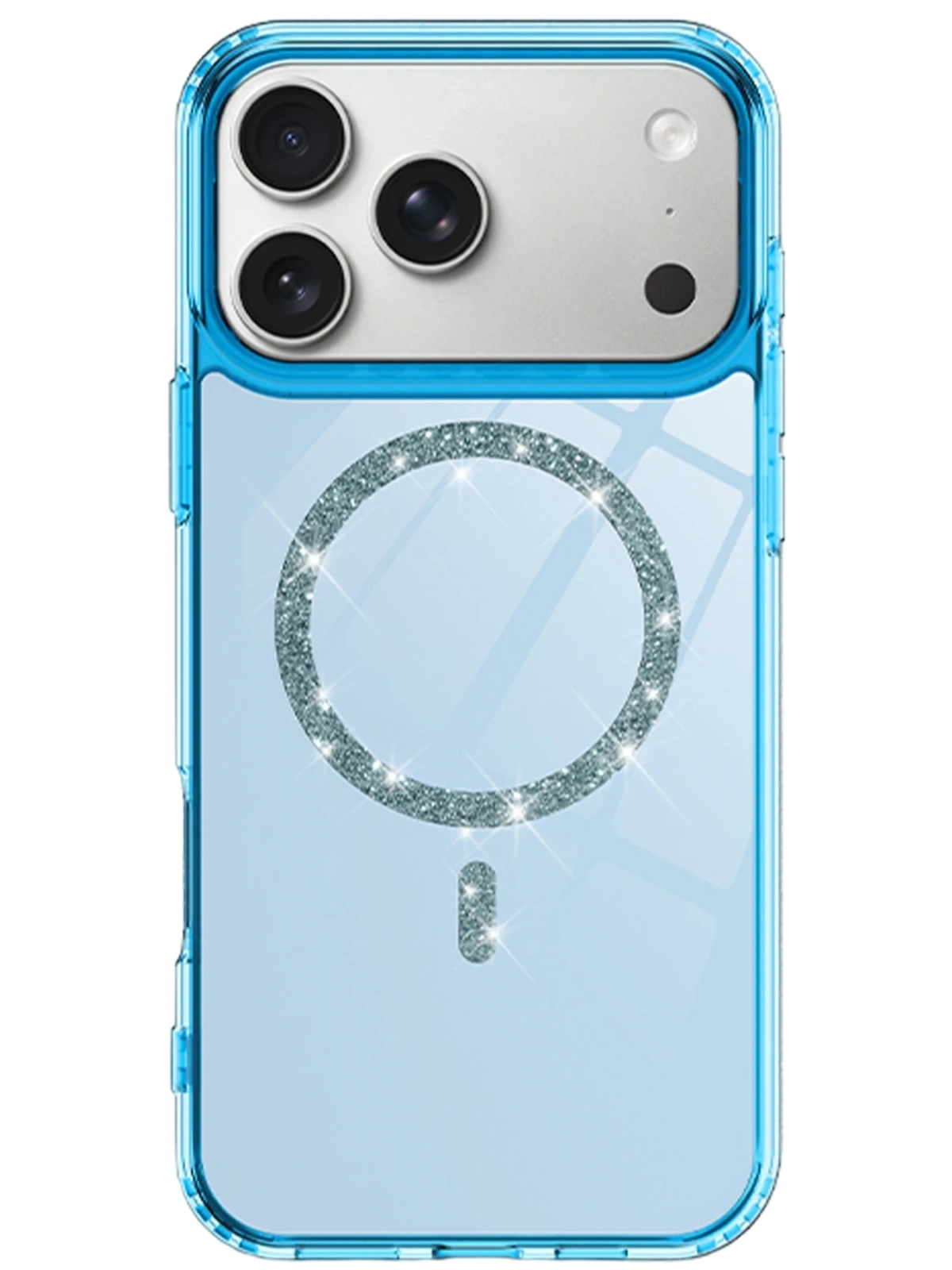 Newface Apple iPhone 17 Pro Max Live Diamond Magsafe Kapak - Mavi