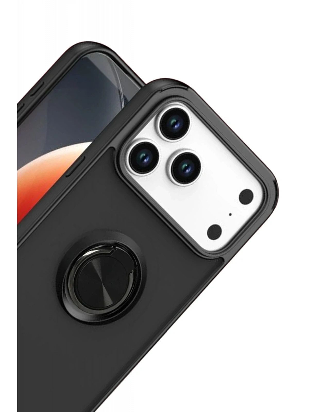 Newface Apple iPhone 17 Pro Max Montreal Yüzüklü Silikon Kapak - Siyah