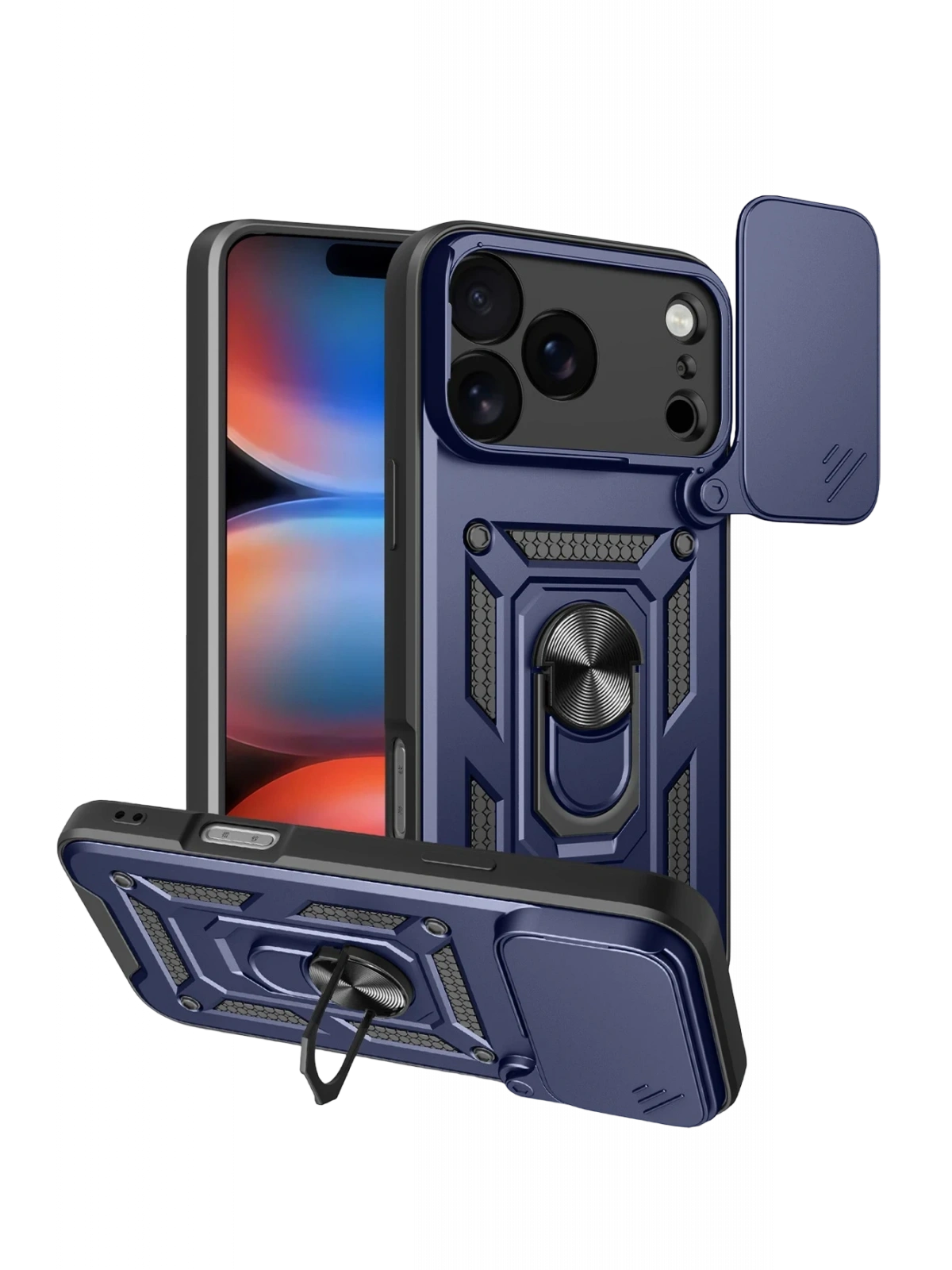 Newface Apple iPhone 17 Pro Pars Lens Yüzüklü Silikon - Lacivert