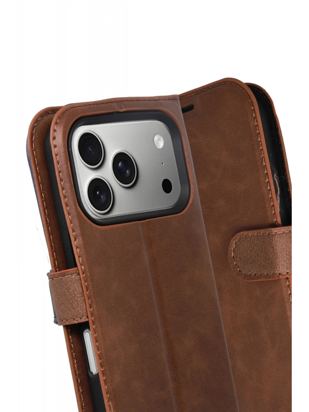 Newface Apple iPhone 17 Pro Trend S Plus Kapaklı Kılıf - Taba