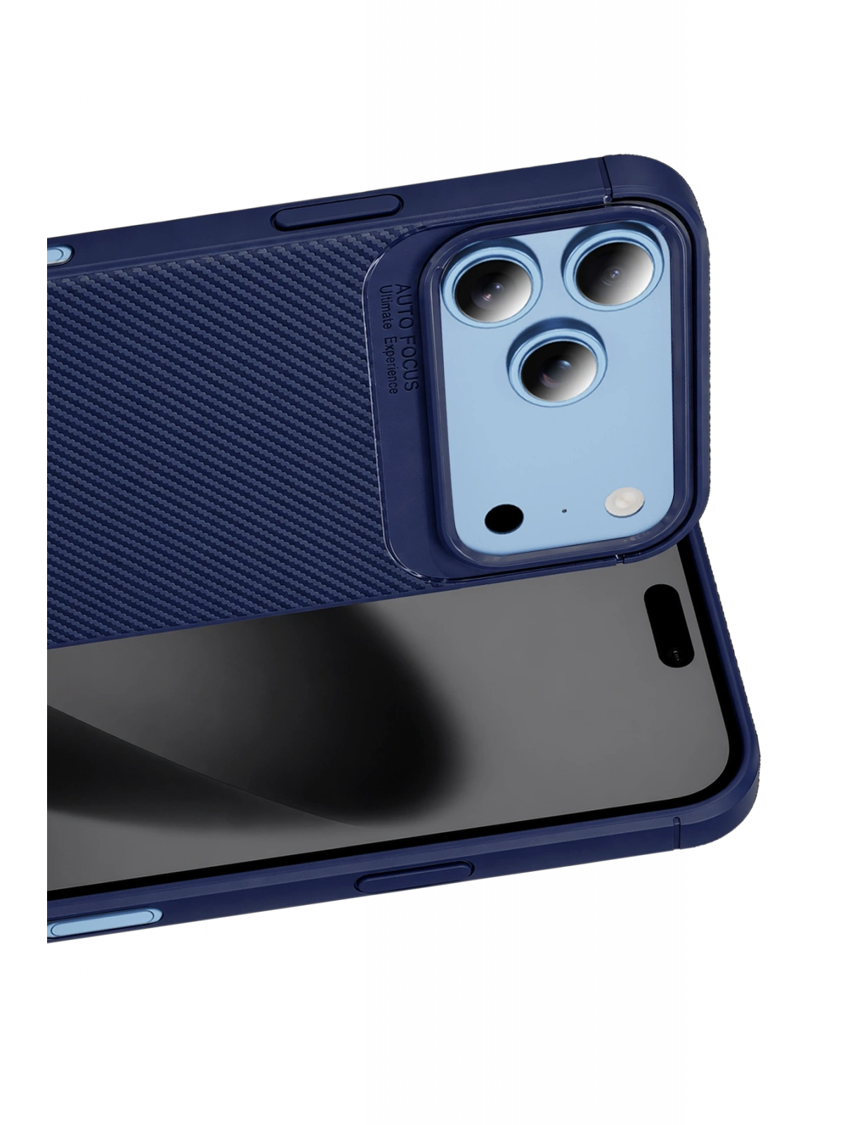Newface Apple iPhone 18 Pro Auto Focus Karbon Kapak - Lacivert