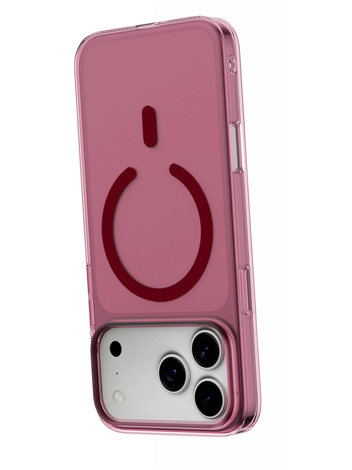 Newface Apple iPhone 18 Pro Combo Sert Şeffaf Magsafe Kapak - Bordo