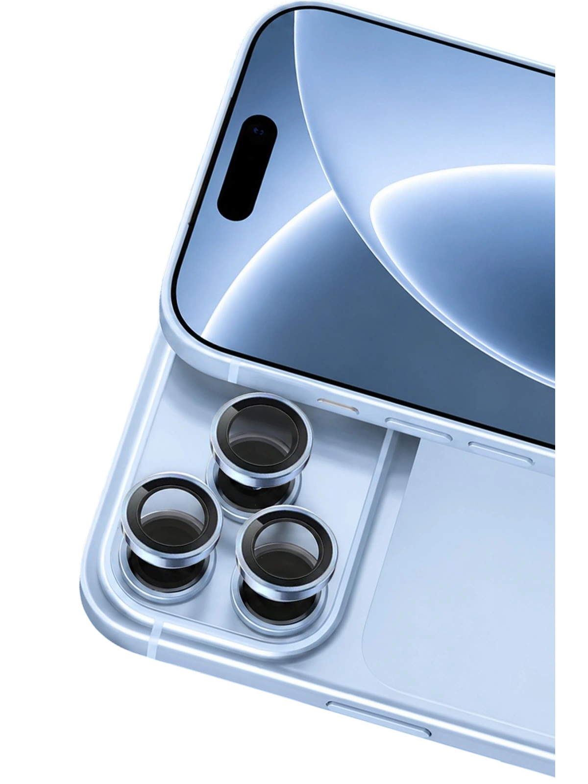 Newface Apple iPhone 18 Pro Max Raze Metal Kamera Lens - Açık Mavi