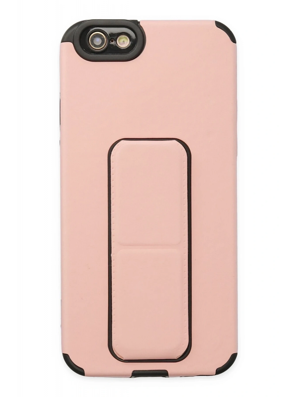 Newface Apple iPhone 6 Kılıf Mega Standlı Silikon - Pudra