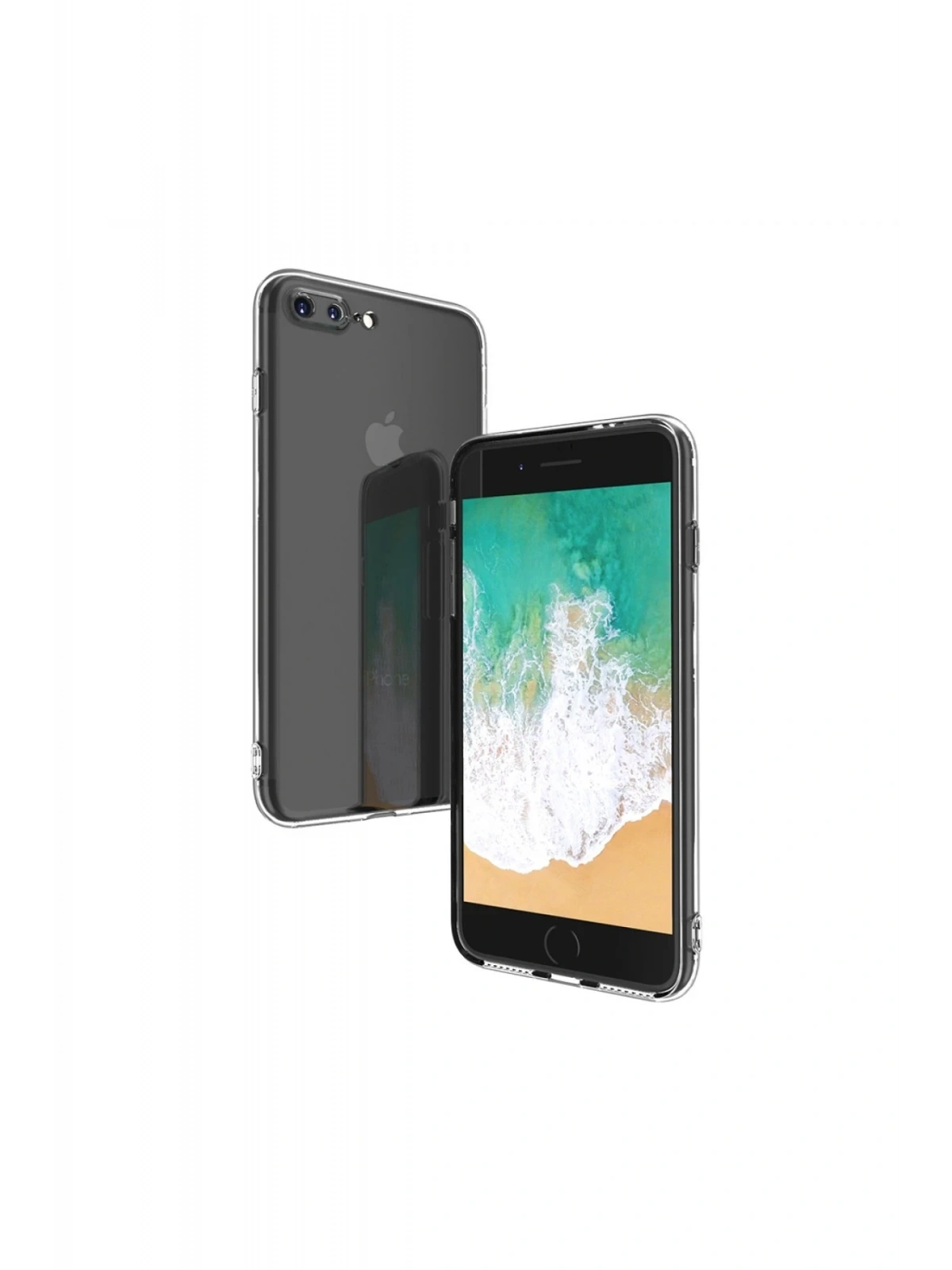 Newface Apple iPhone 8 Plus Kılıf Deluxe 2mm Şeffaf Silikon