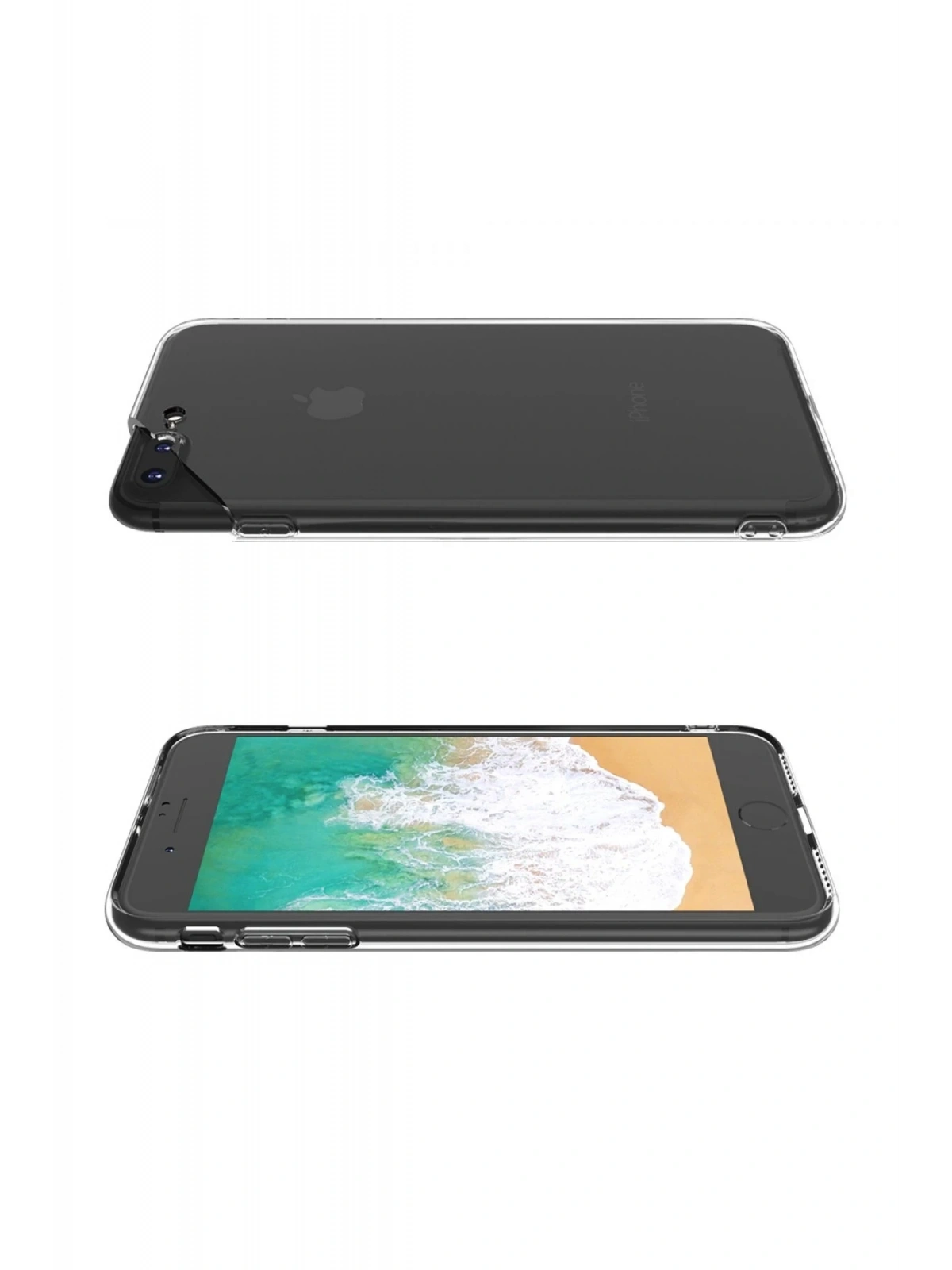 Newface Apple iPhone 8 Plus Kılıf Deluxe 2mm Şeffaf Silikon