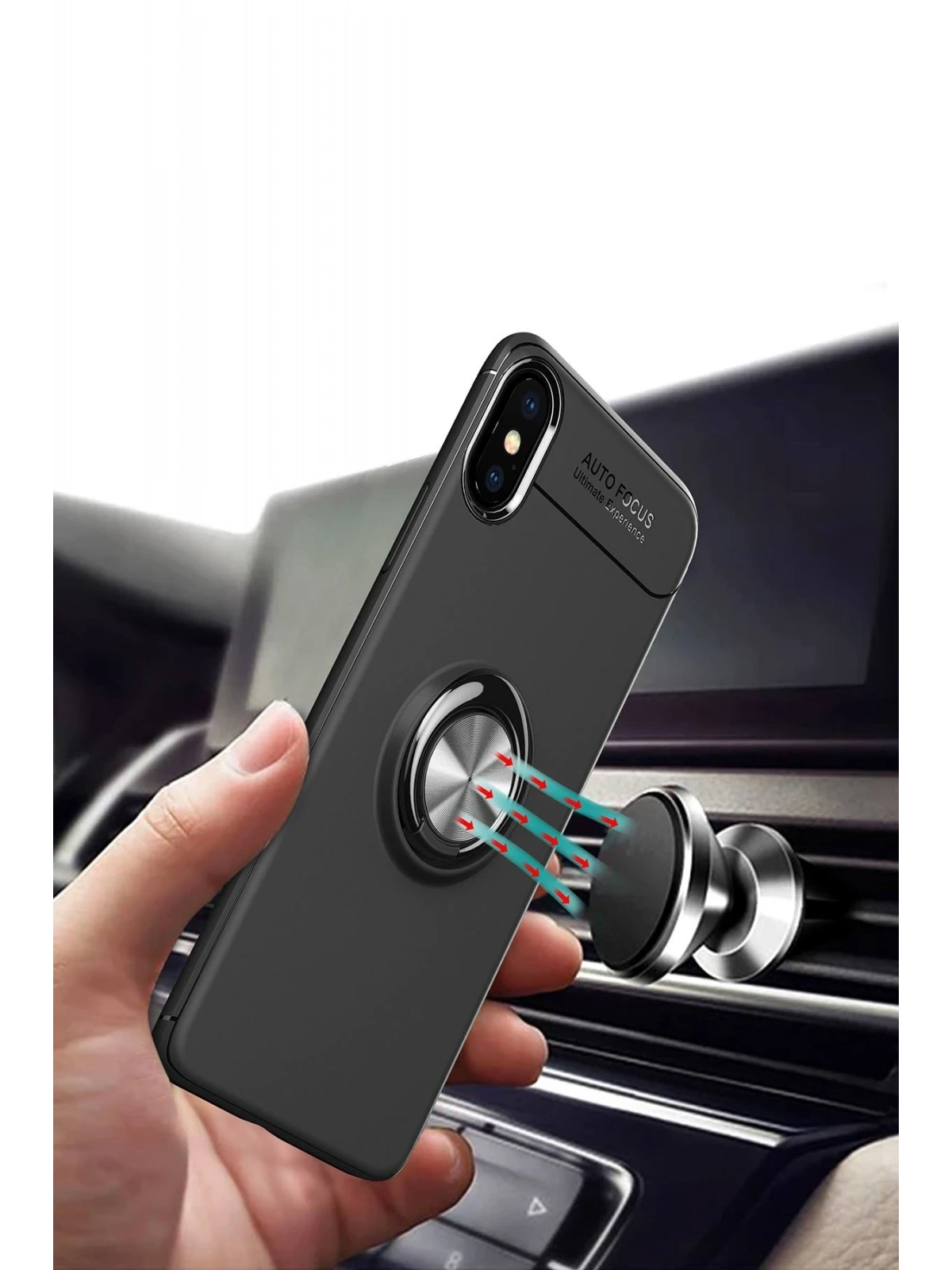 Newface Apple iPhone XS Max Kılıf Range Yüzüklü Silikon - Mavi