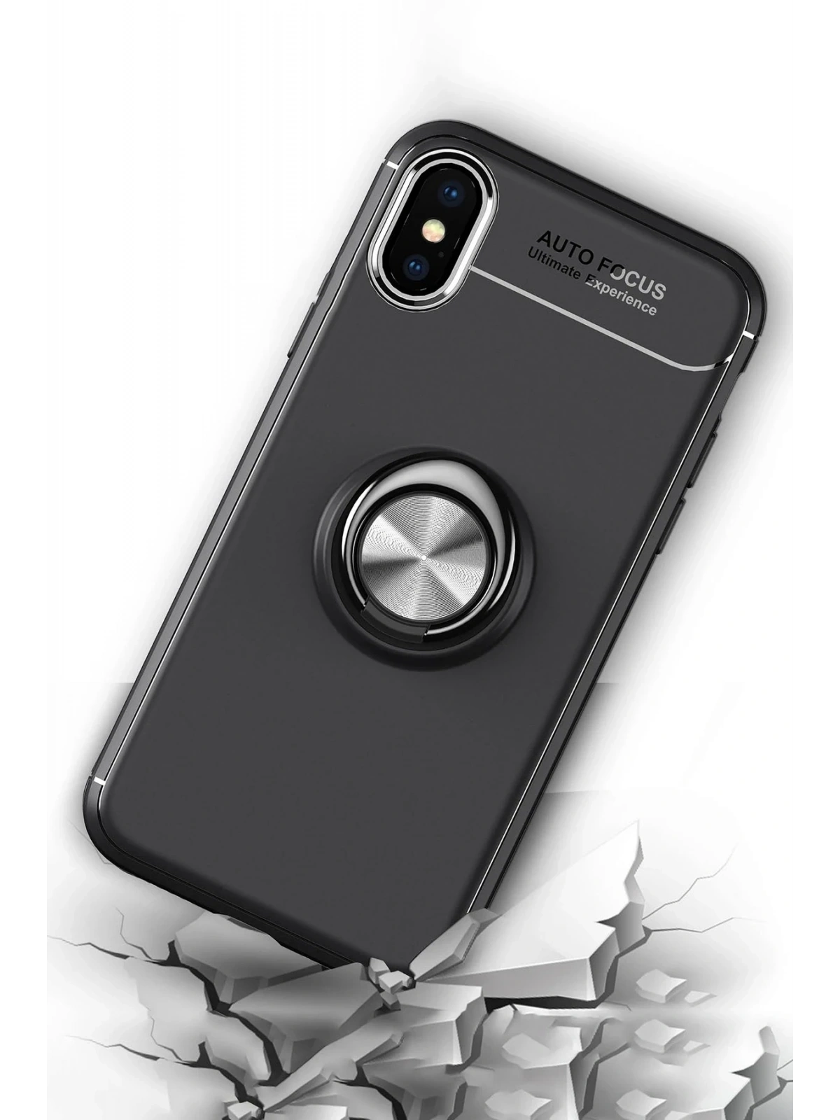 Newface Apple iPhone XS Max Kılıf Range Yüzüklü Silikon - Mavi