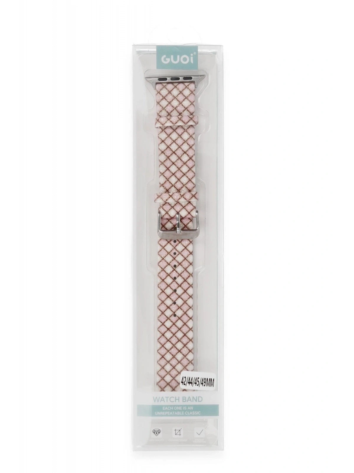 Newface Apple Watch 38mm Karo Motif Kordon - Pembe