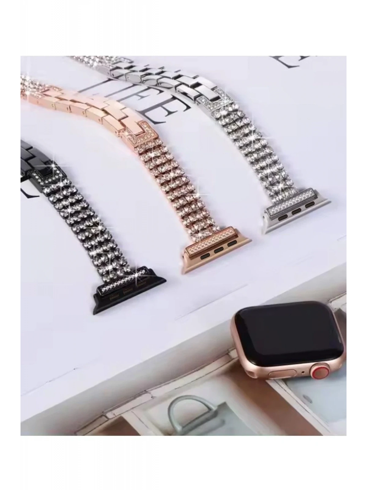Newface Apple Watch 38mm Live Taşlı Kordon - Siyah
