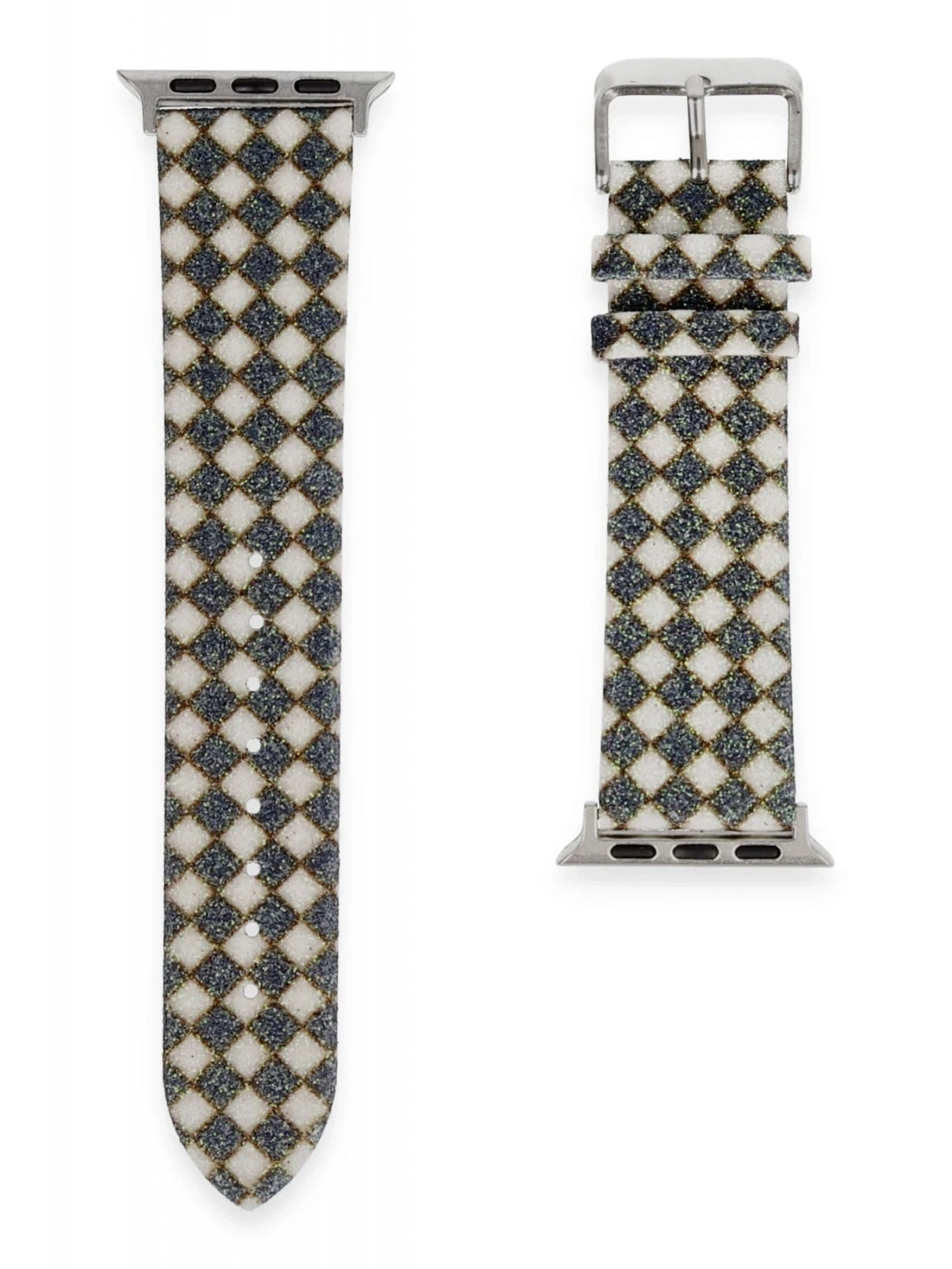 Newface Apple Watch 42mm Karo Motif Kordon - Siyah