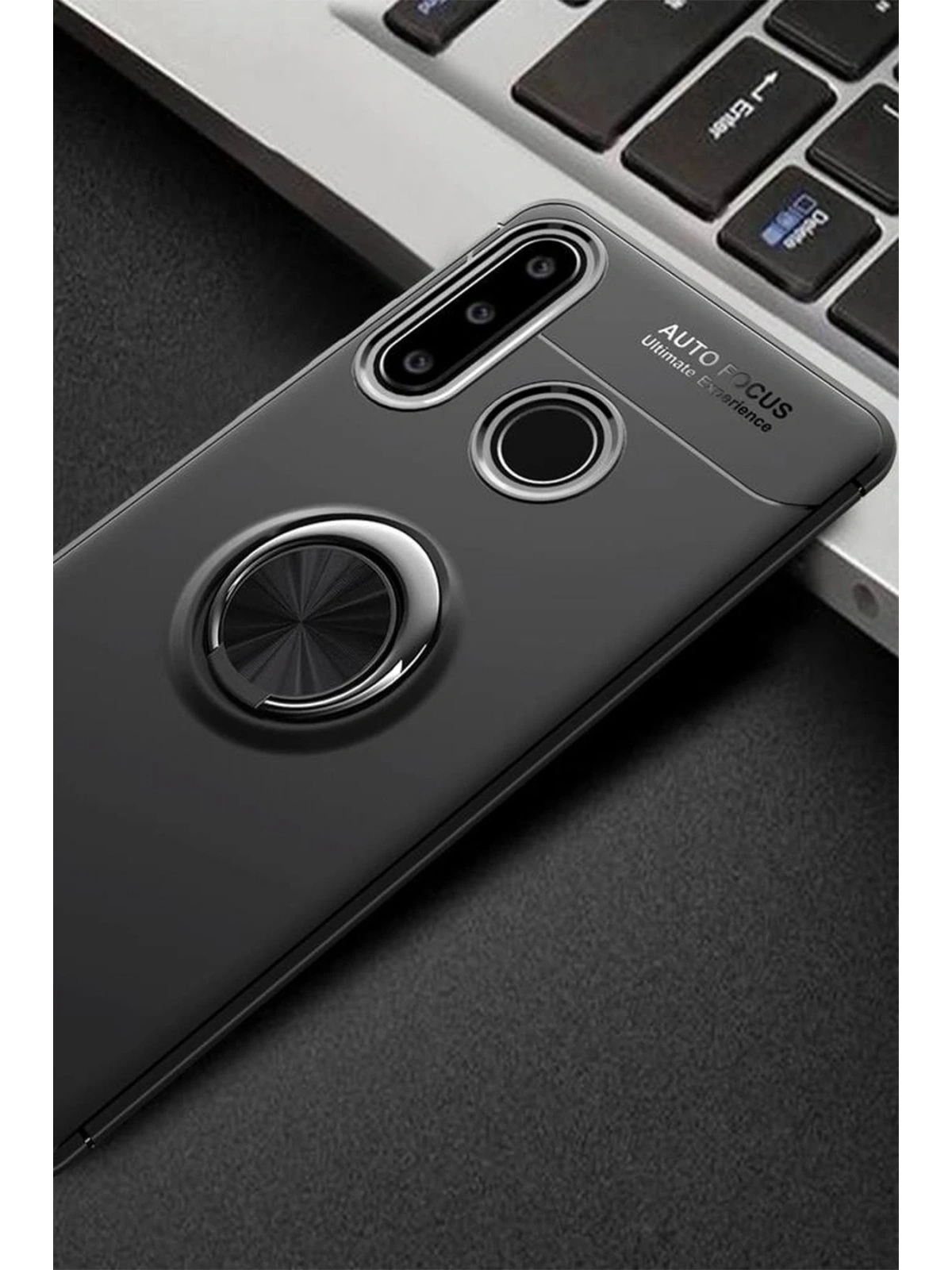 Newface Huawei Y6P Kılıf Range Yüzüklü Silikon - Siyah