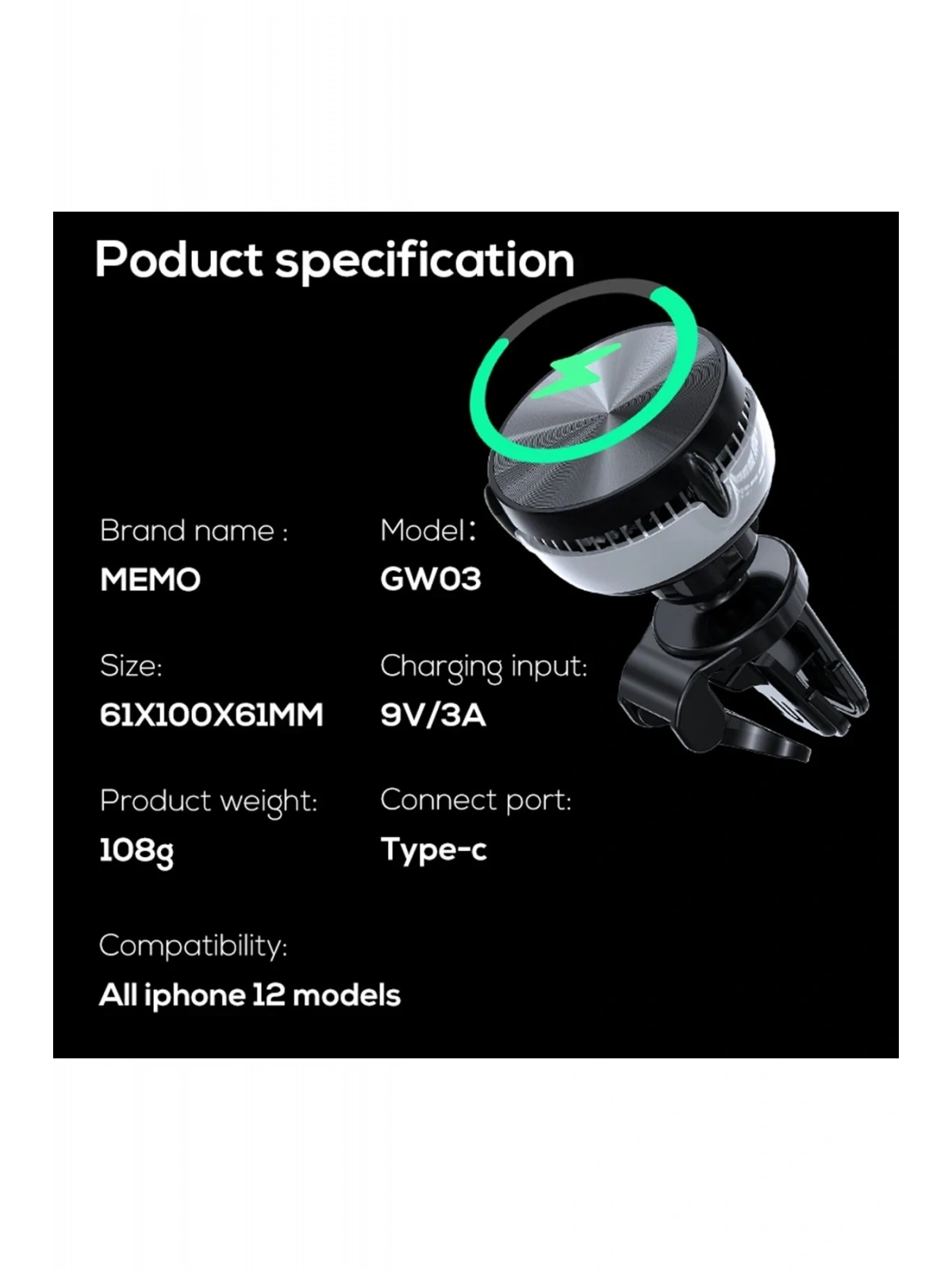 Newface Memo GW03 Magsafe Araç Tutucu