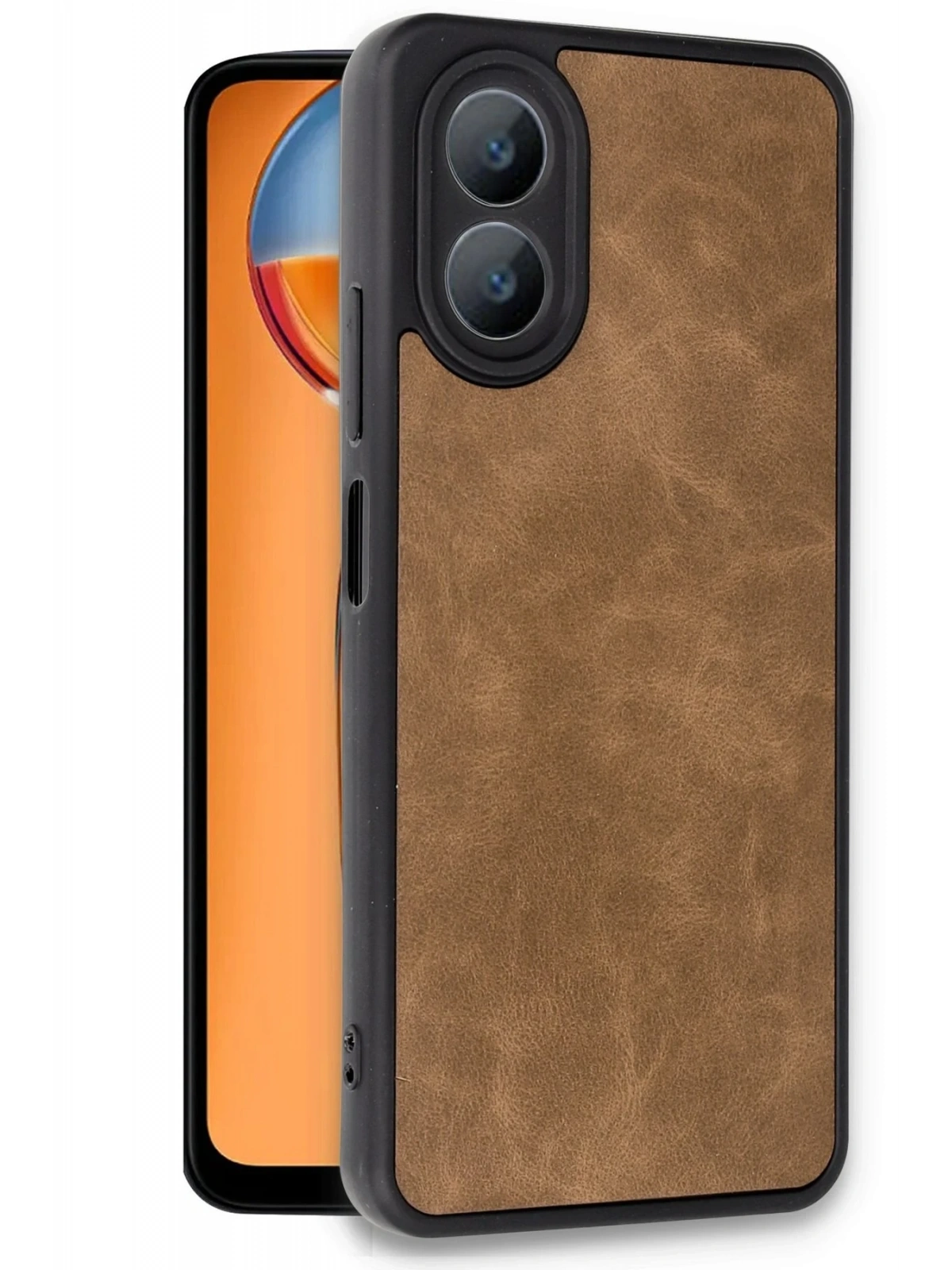 Newface Oppo A38 Kılıf Aras Deri Kapak - Taba