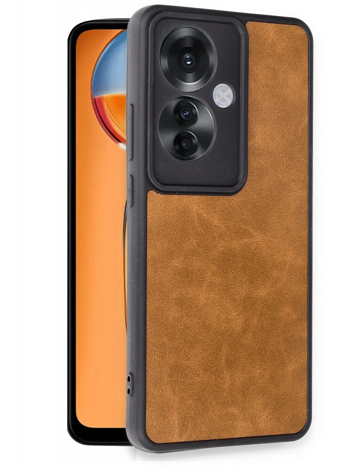 Newface Oppo Reno 11F Kılıf Aras Deri Kapak - Taba