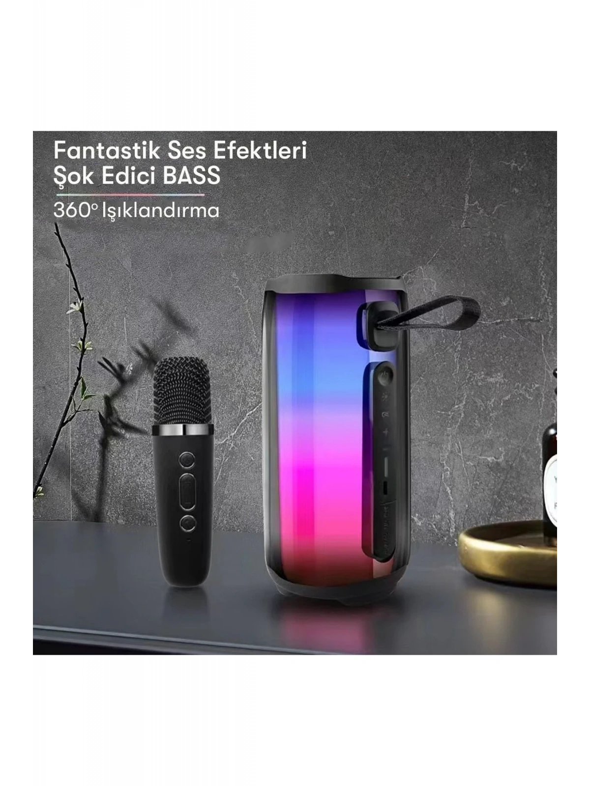 Newface Pluse 5 Mikrofonlu RGB Kablosuz Hoparlör - Siyah