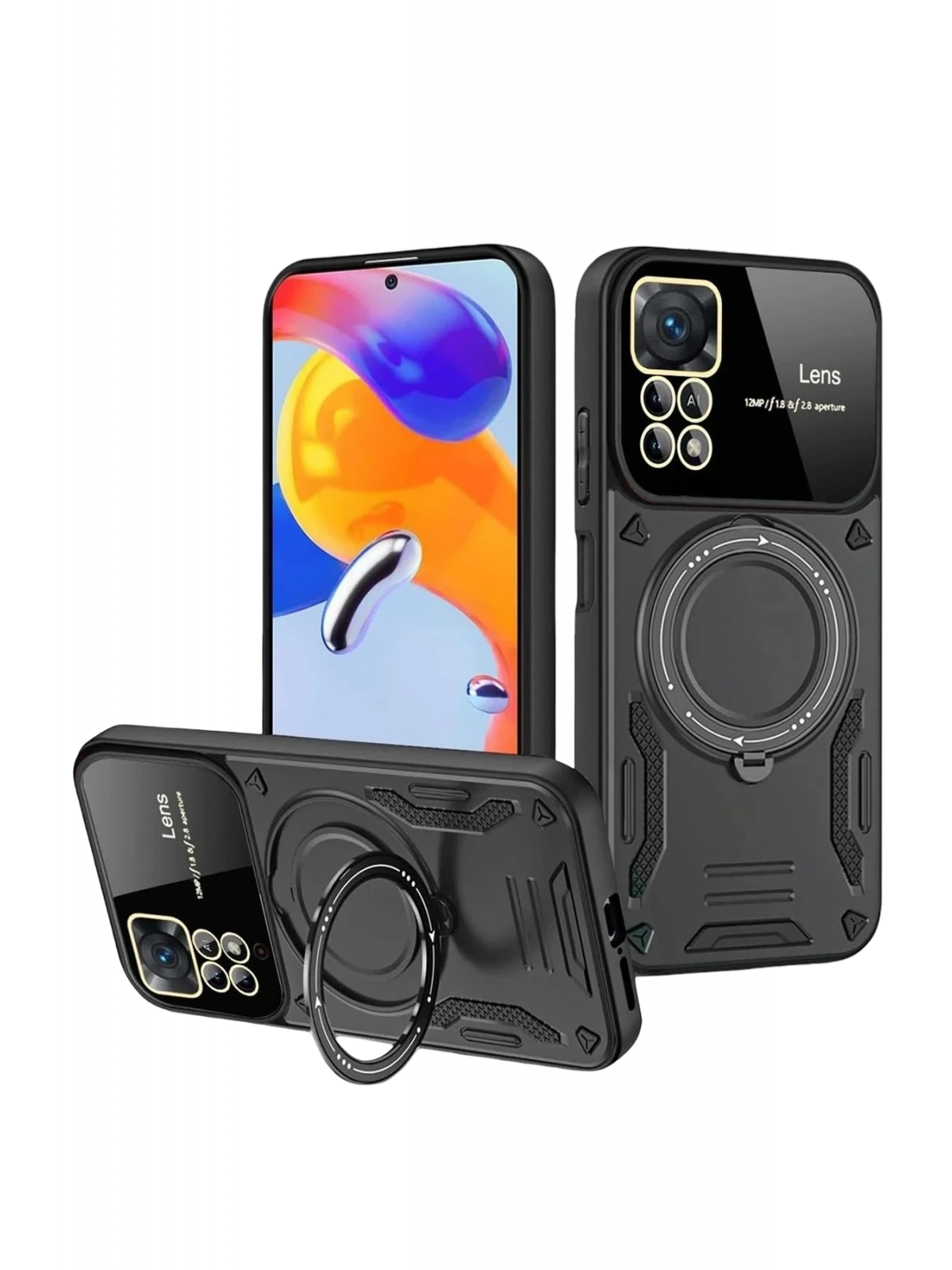 Newface Realme 11 Pro Plus Joy Lens Standlı Kapak - Siyah