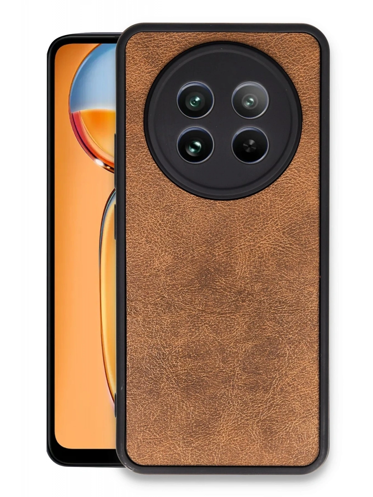 Newface Realme 12 5G Kılıf Aras Deri Kapak - Taba