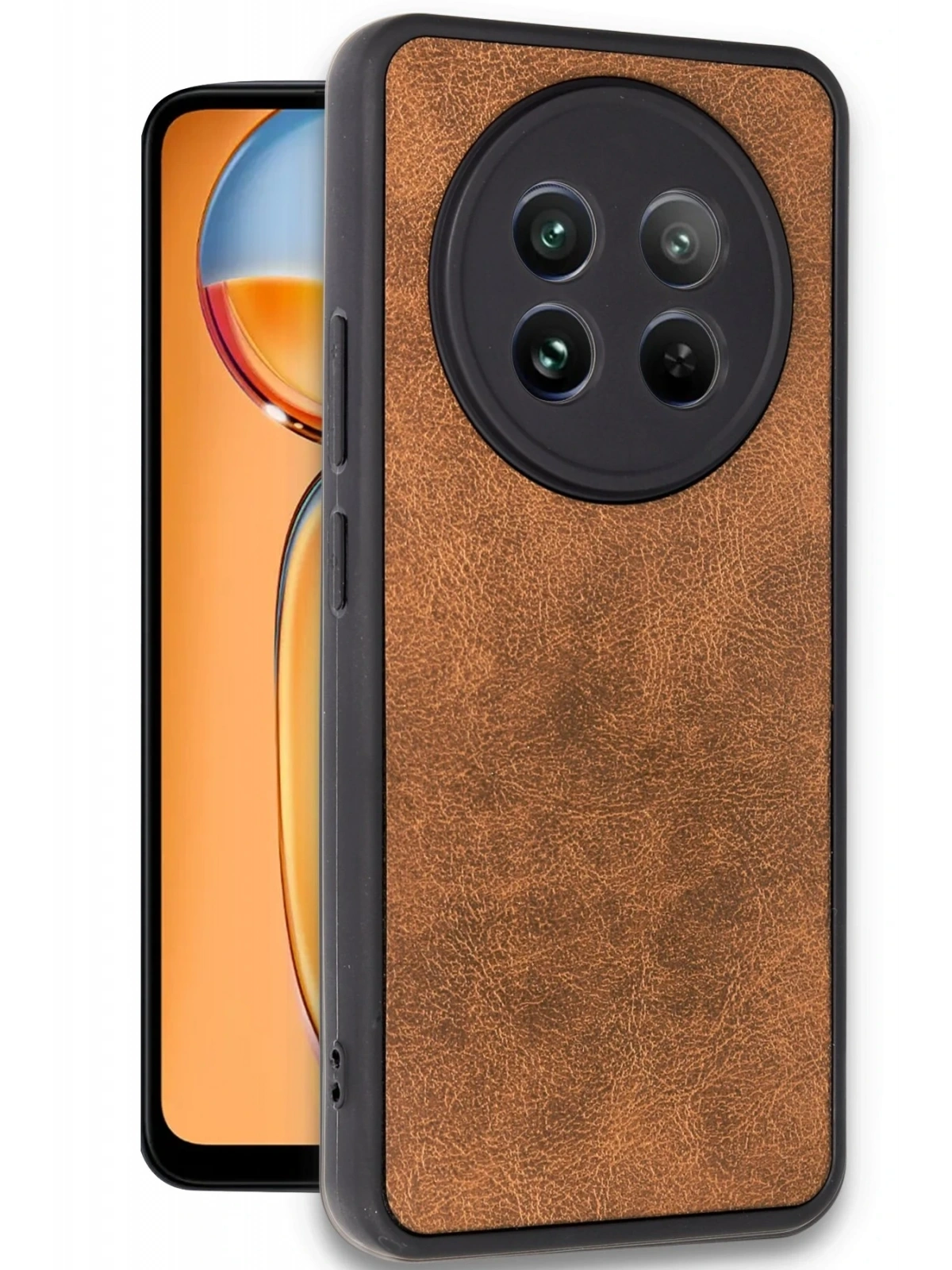 Newface Realme 12 5G Kılıf Aras Deri Kapak - Taba