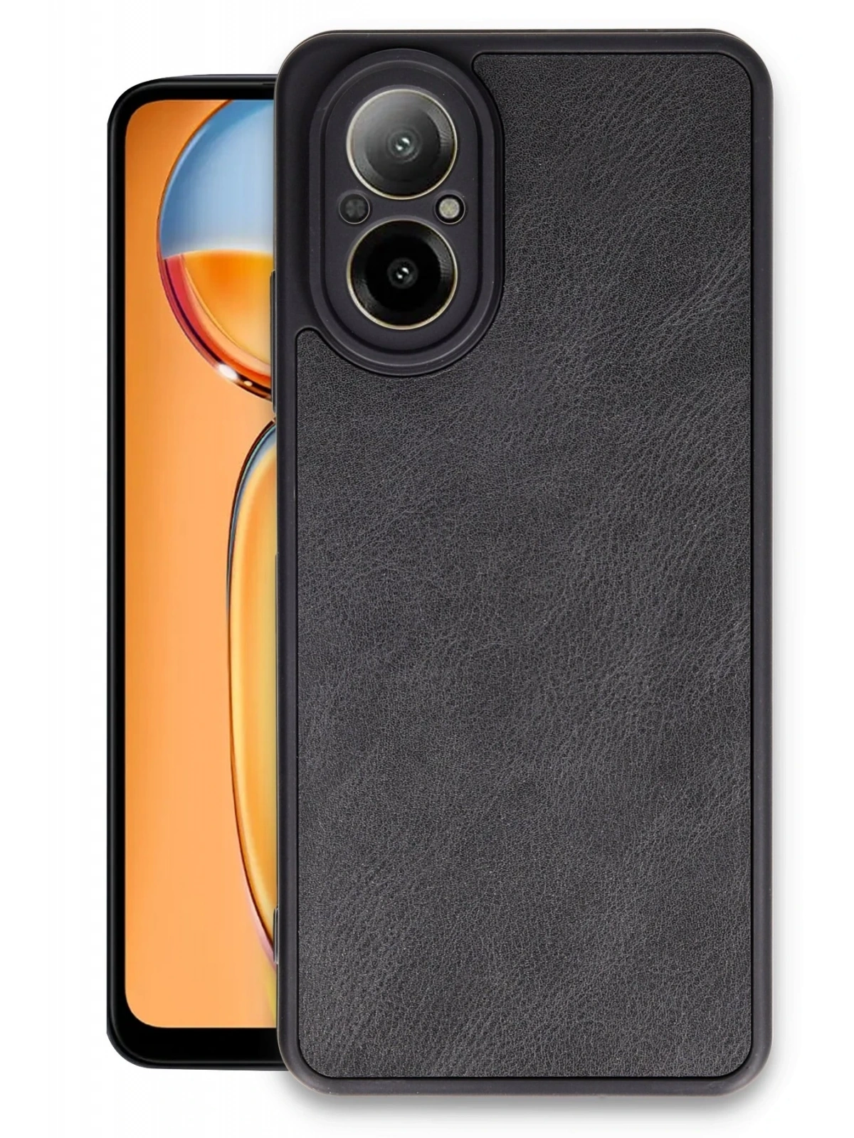 Newface Realme 12 Lite Kılıf Aras Deri Kapak - Siyah