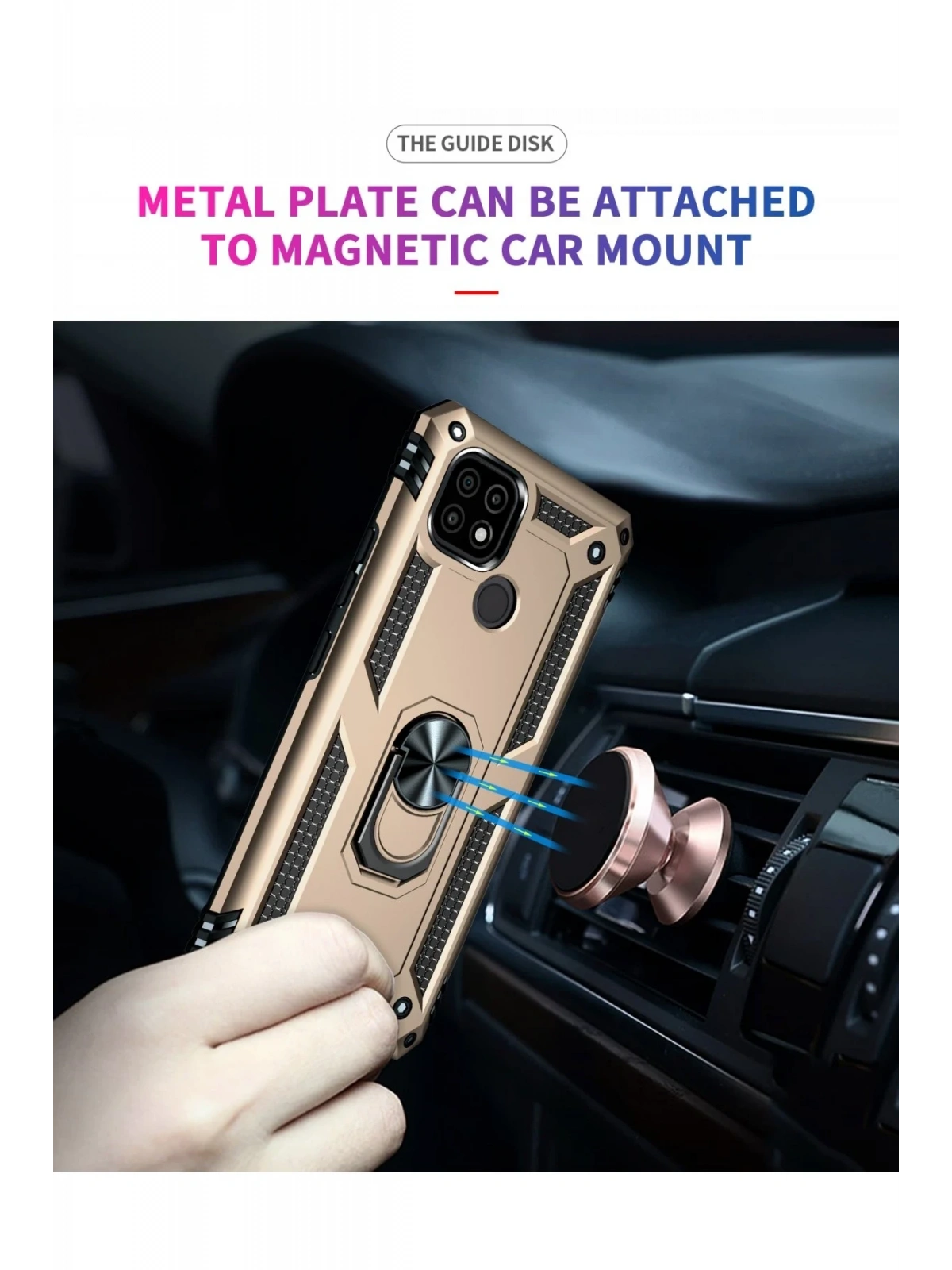 Newface Realme C21 Kılıf Sofya Yüzüklü Silikon Kapak - Gold