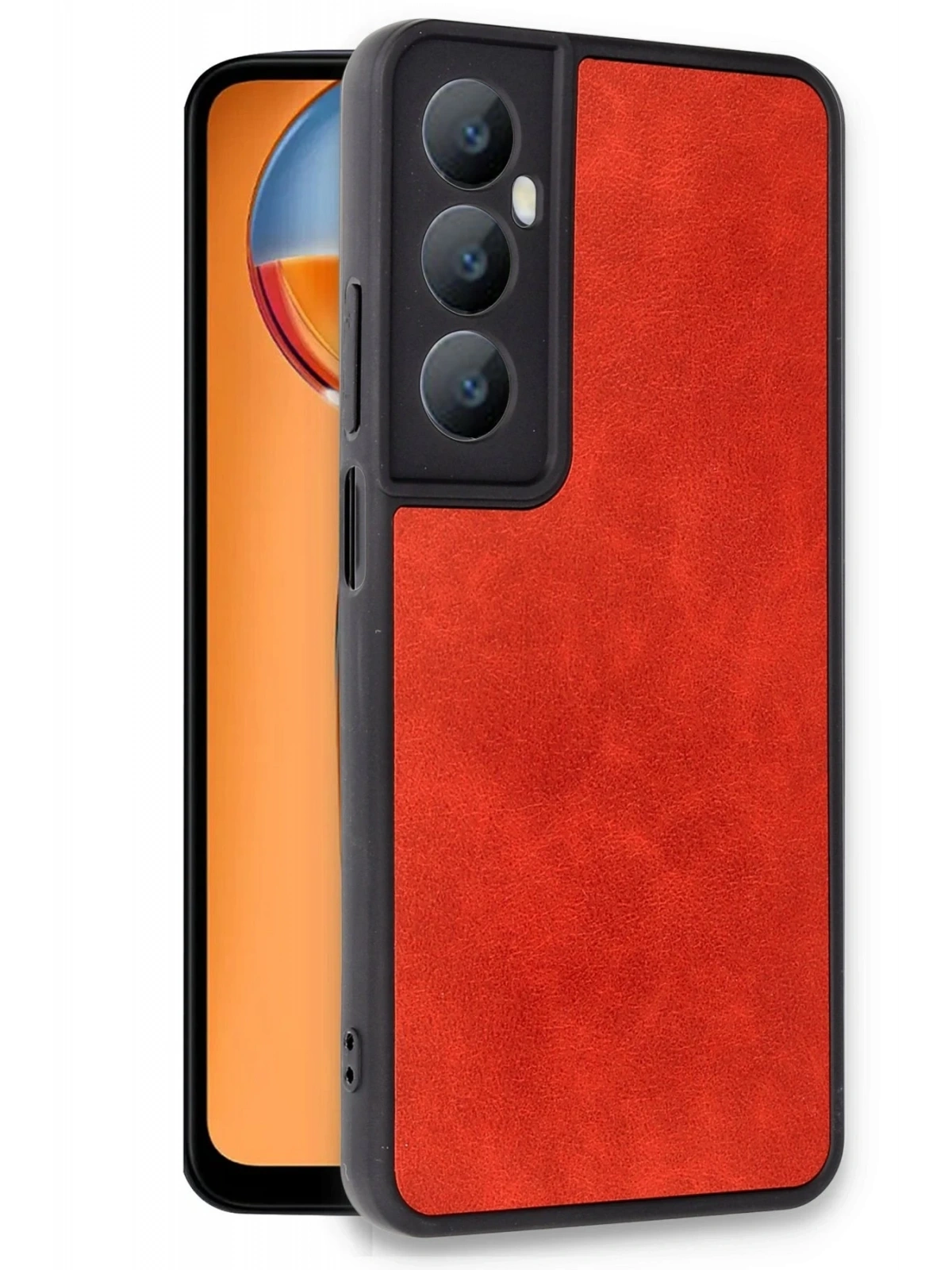Newface Realme C65 Kılıf Aras Deri Kapak - Kırmızı