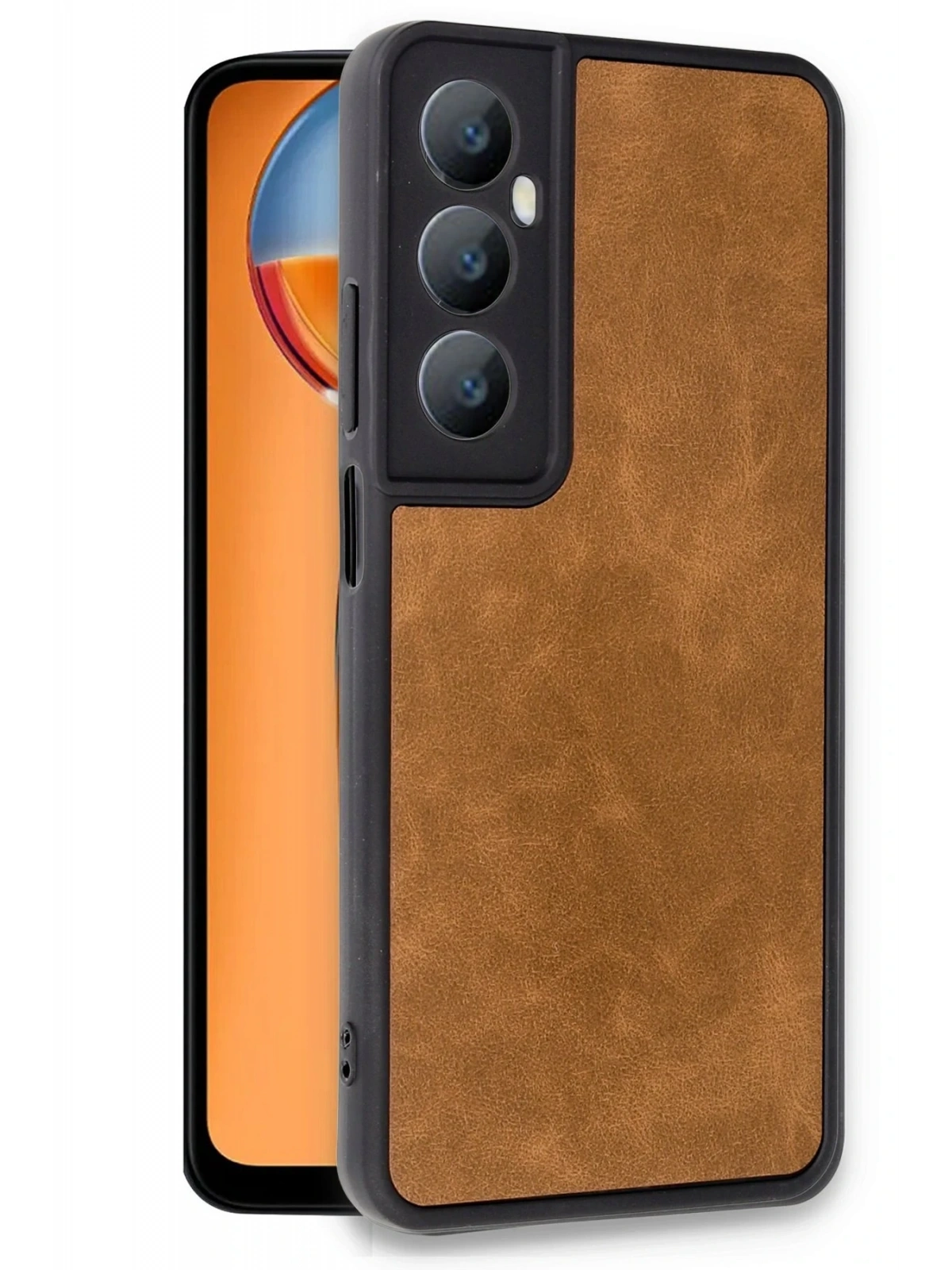 Newface Realme C65 Kılıf Aras Deri Kapak - Taba