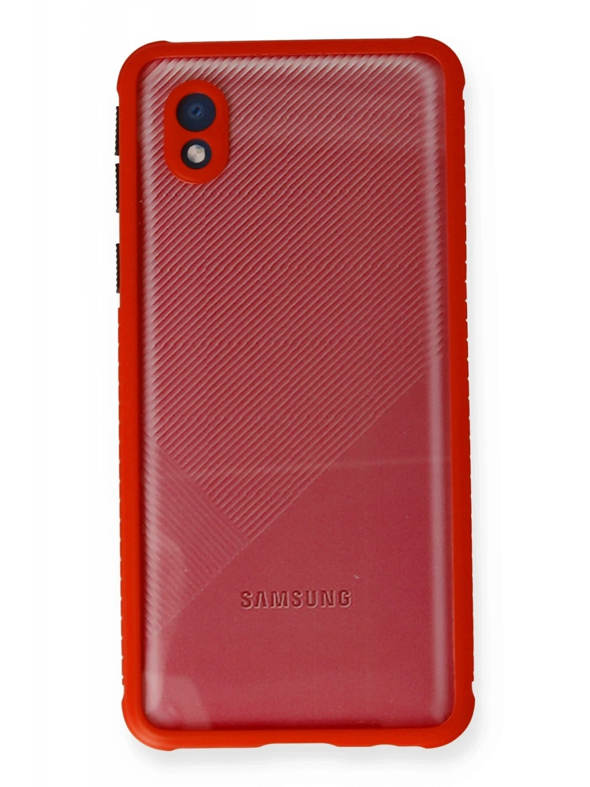 Newface Samsung Galaxy A01 Core Kılıf Miami Şeffaf Silikon - Kırmızı