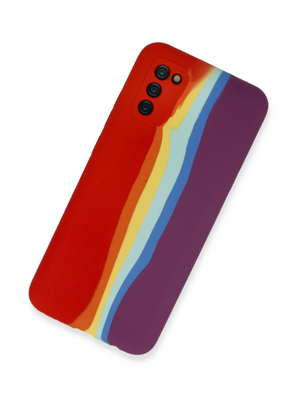 Newface Samsung Galaxy A03S Kılıf Ebruli Lansman Silikon - Kırmızı-Mor