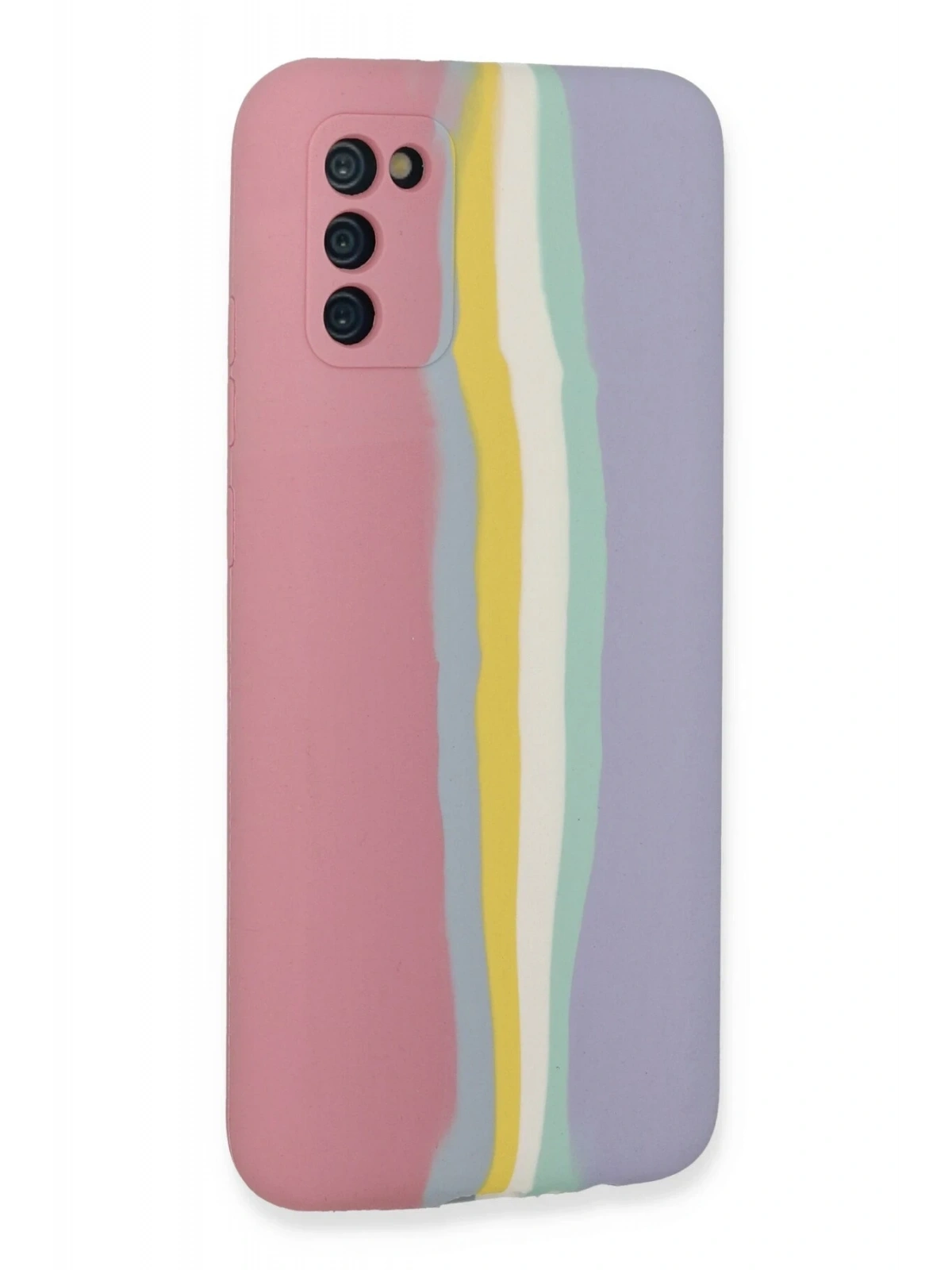 Newface Samsung Galaxy A03S Kılıf Ebruli Lansman Silikon - Pembe-Lila