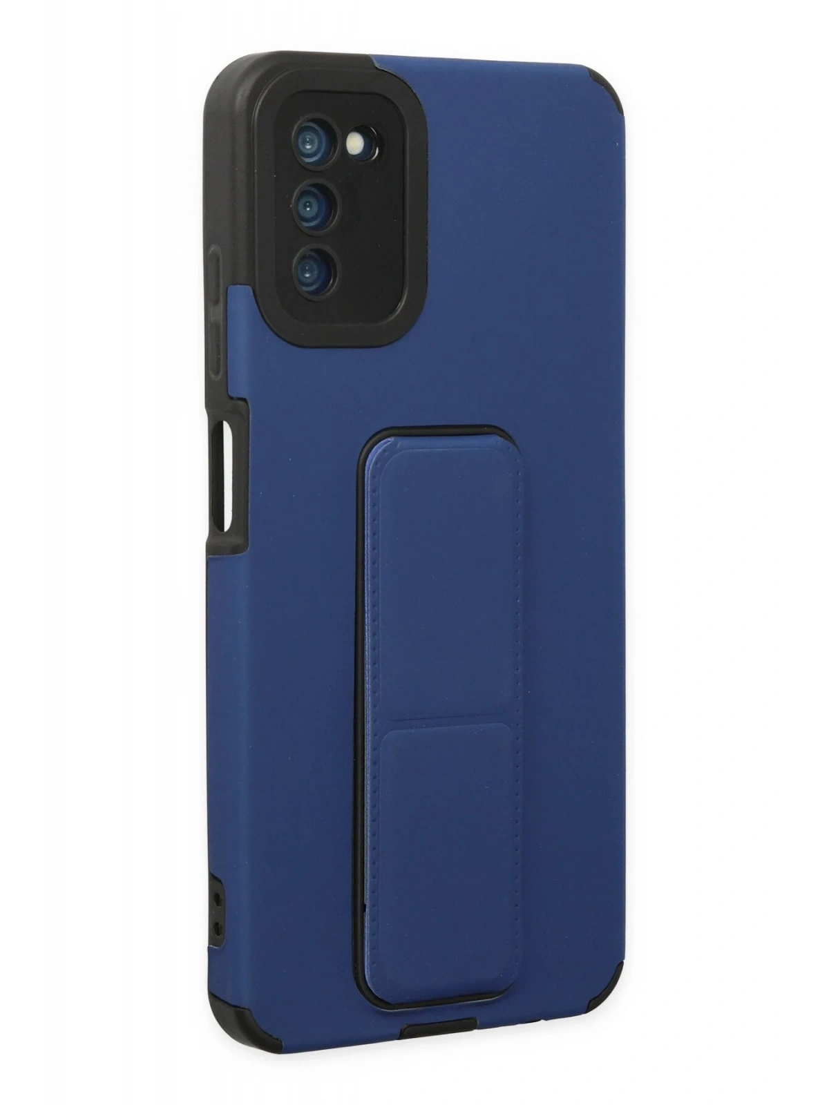 Newface Samsung Galaxy A03S Kılıf Mega Standlı Silikon - Mavi