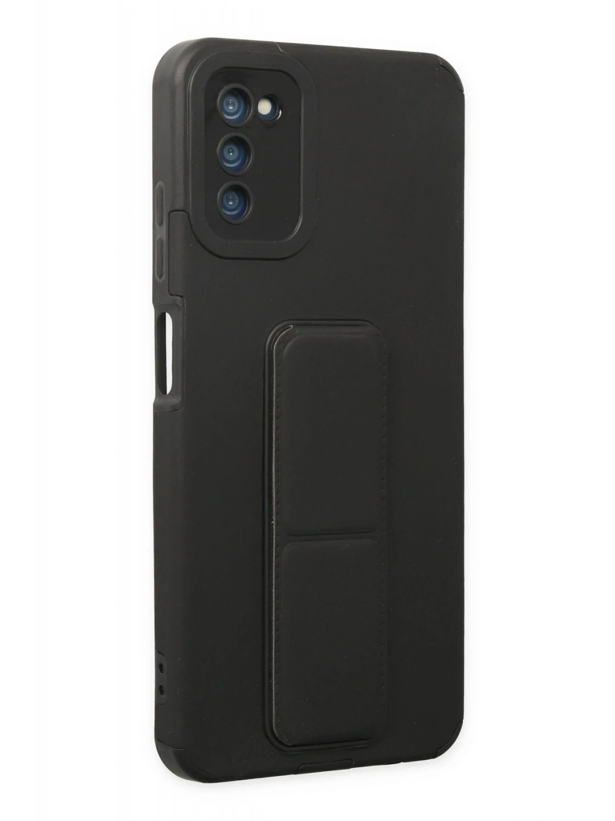 Newface Samsung Galaxy A03S Kılıf Mega Standlı Silikon - Siyah
