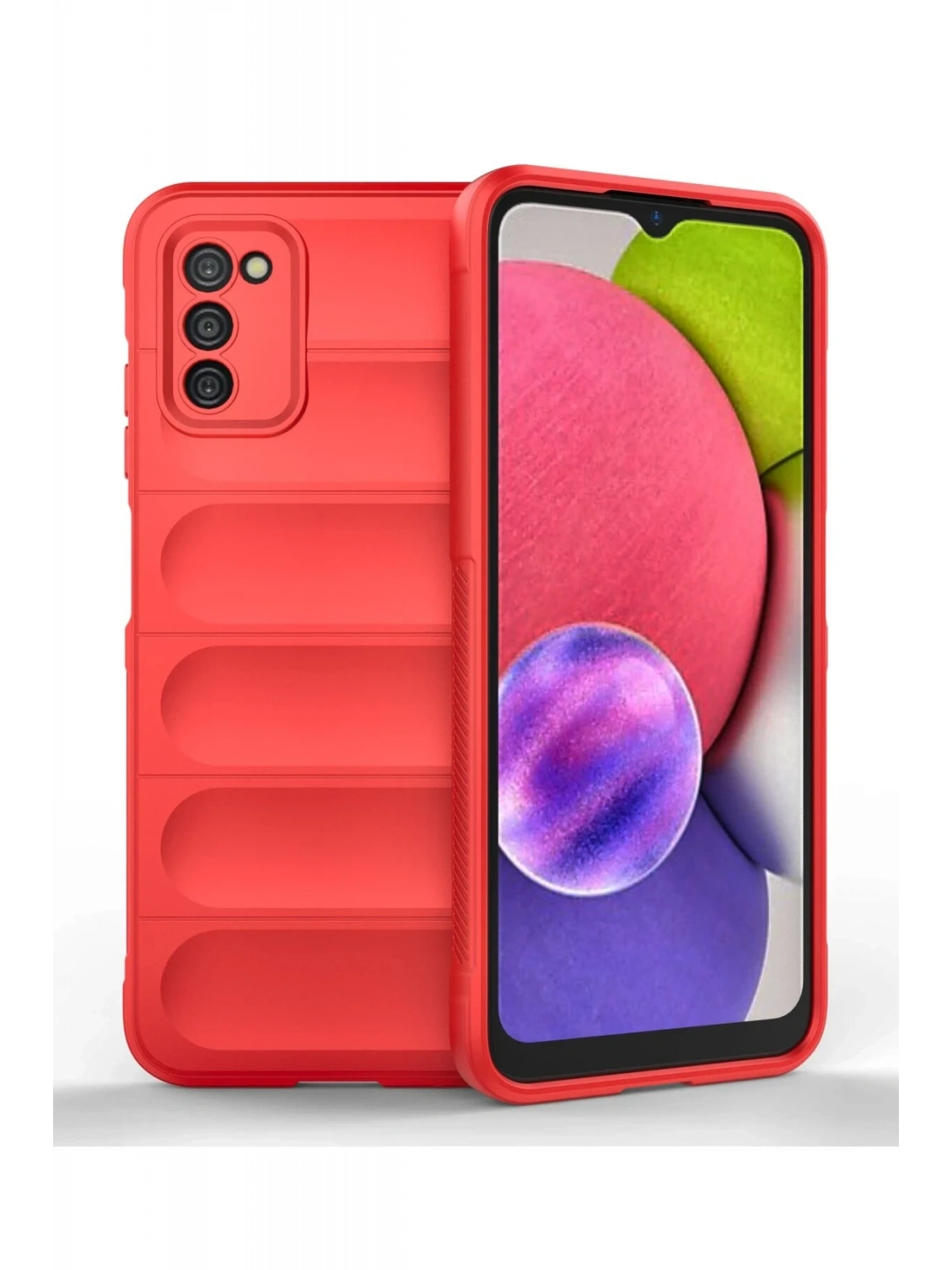 Newface Samsung Galaxy A03S Kılıf Optimum Silikon - Kırmızı